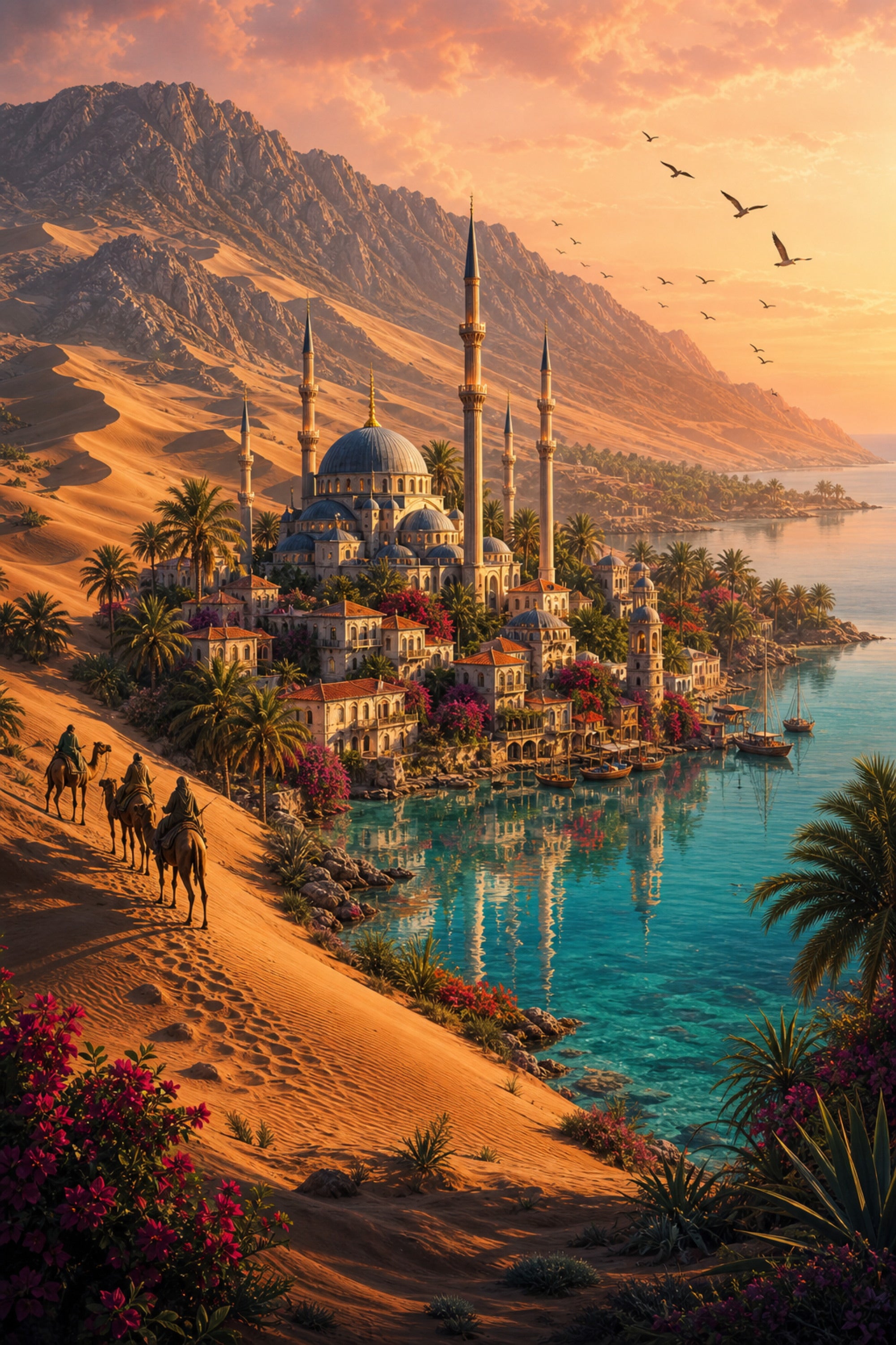 Bodrum Desert Coast Minaret poster print preview by Seji Art