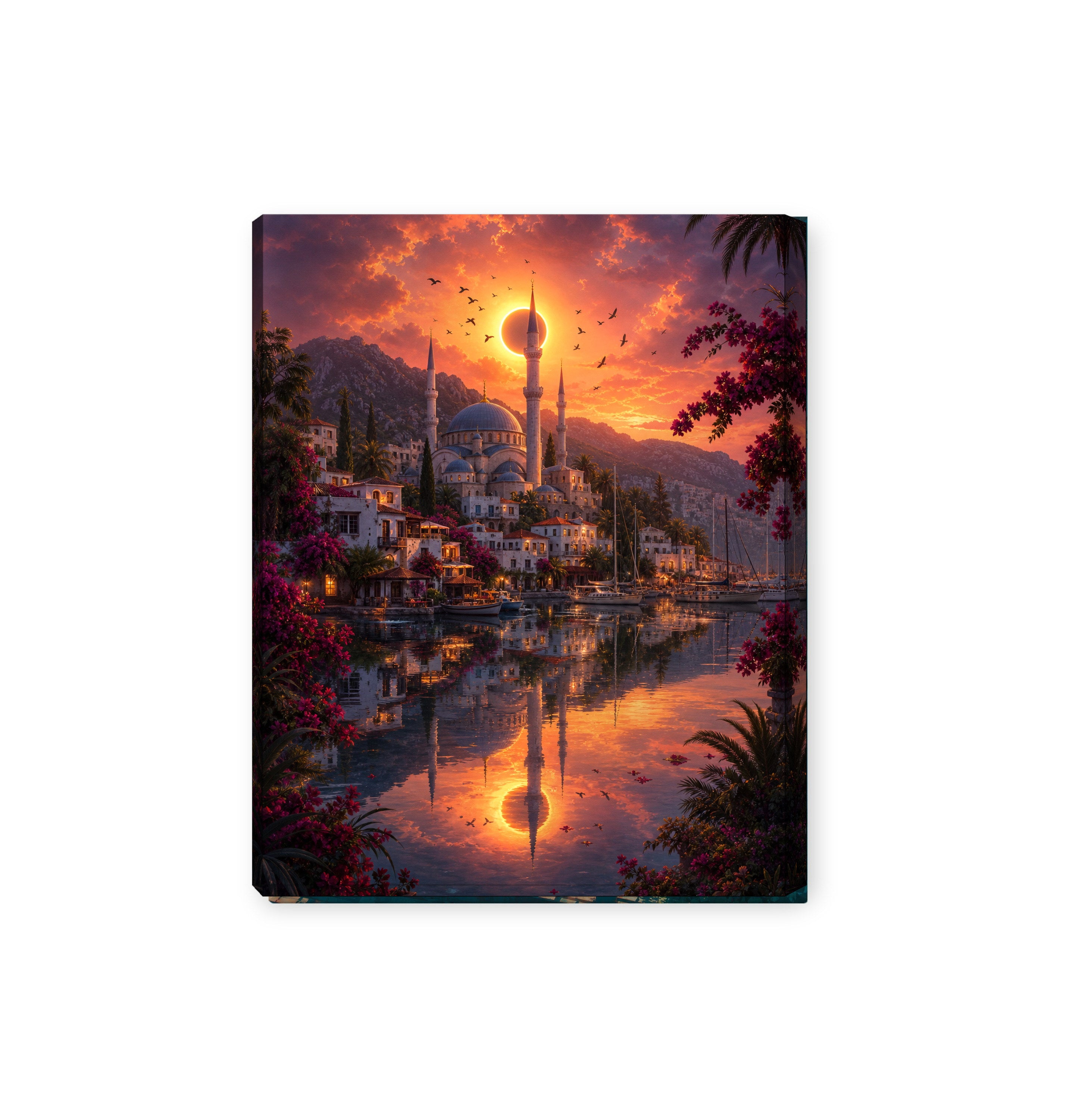 Bodrum Eclipse Harbor Sunset canvas wall art preview by Seji Art