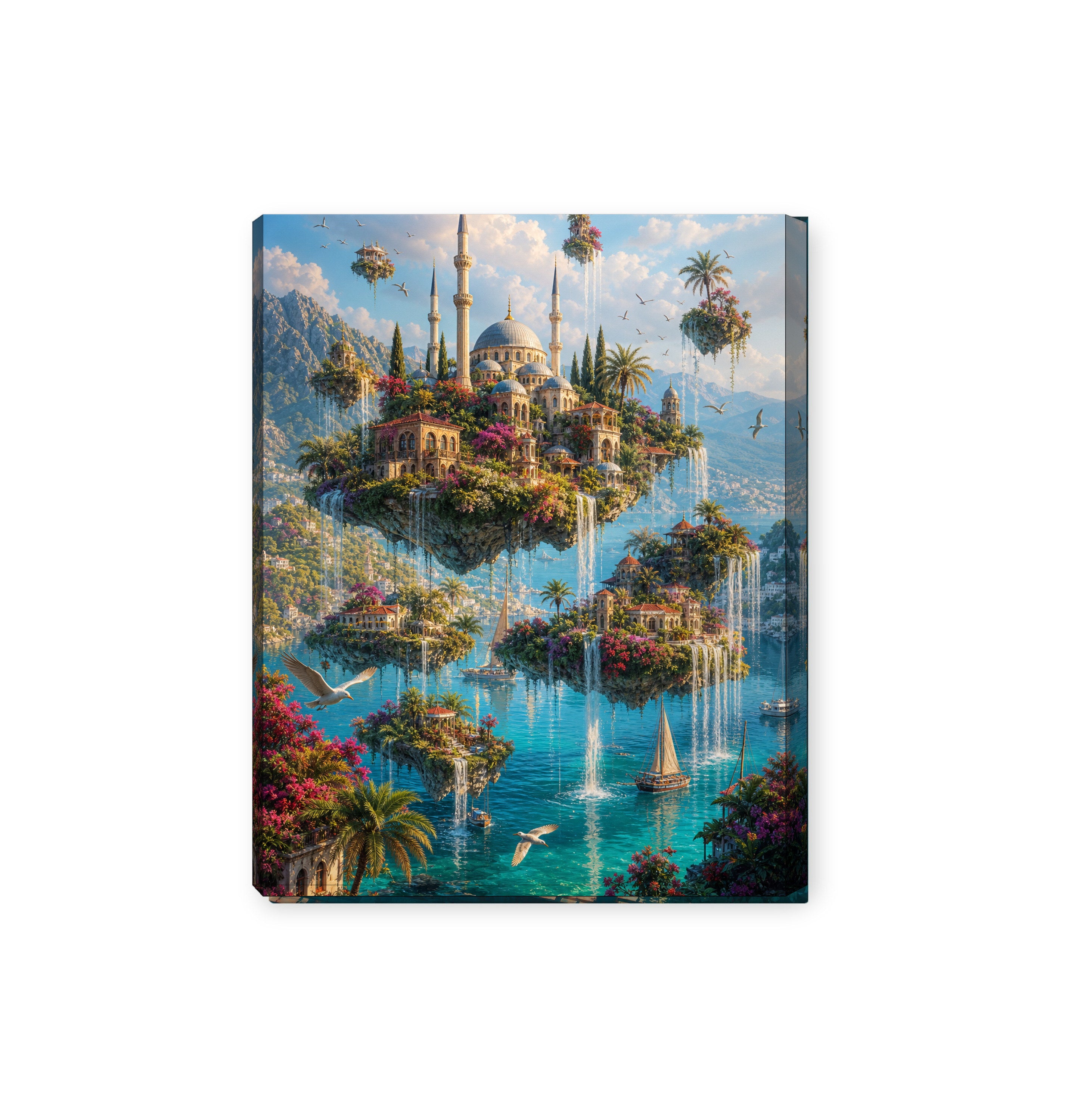 Bodrum Floating Garden Mosque canvas wall art preview by Seji Art