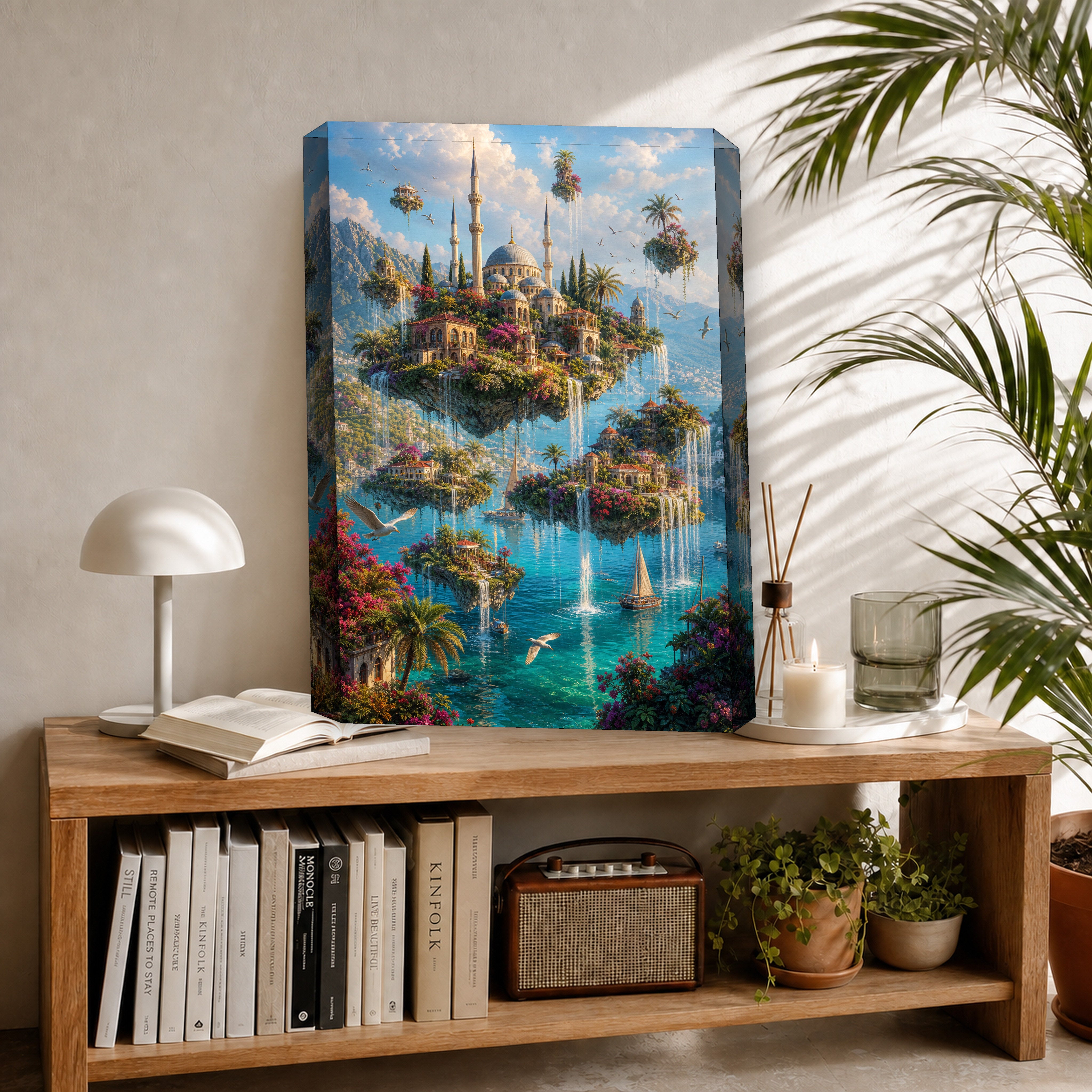 Bodrum Floating Garden Mosque canvas room mockup by Seji Art