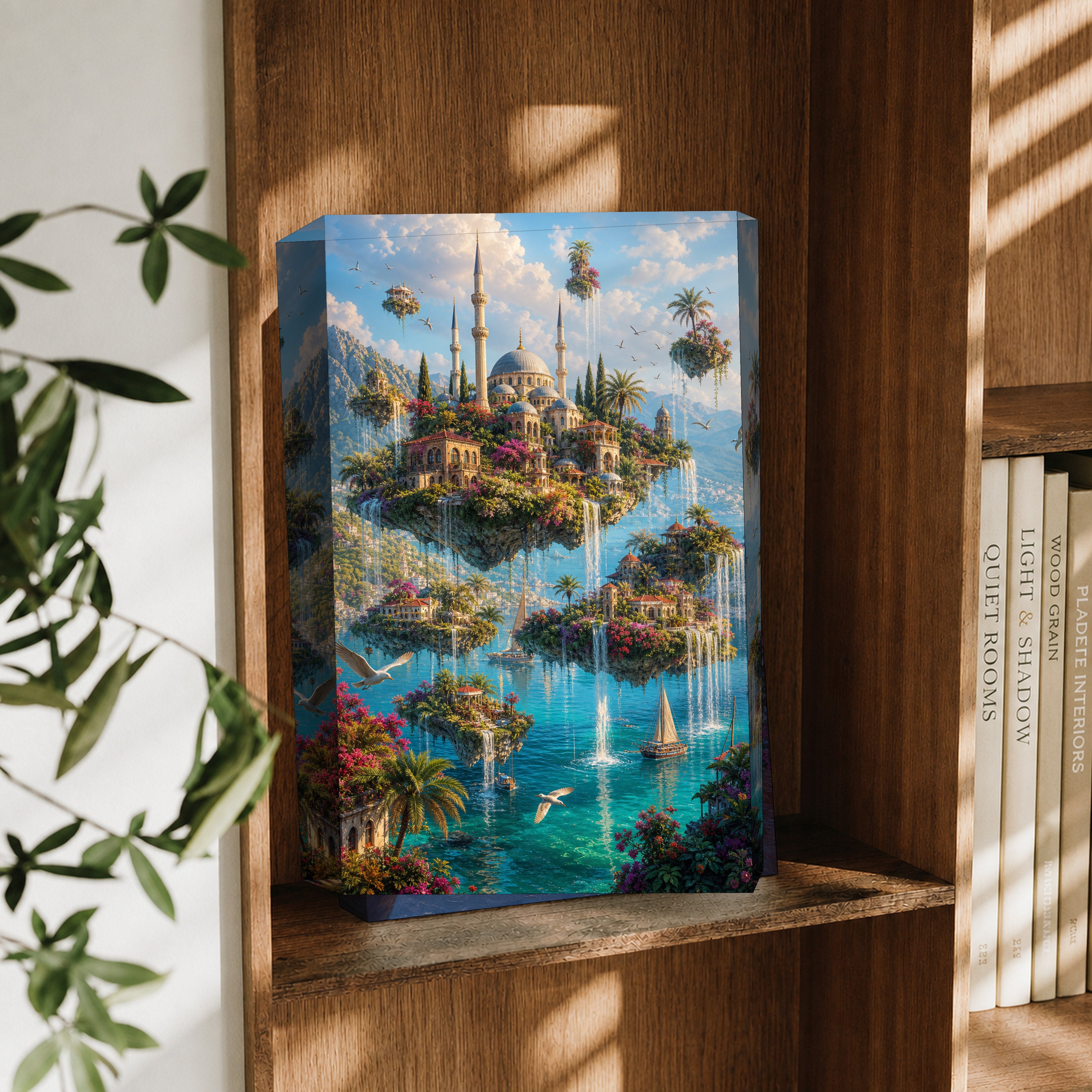 Bodrum Floating Garden Mosque canvas wall art decor mockup by Seji Art