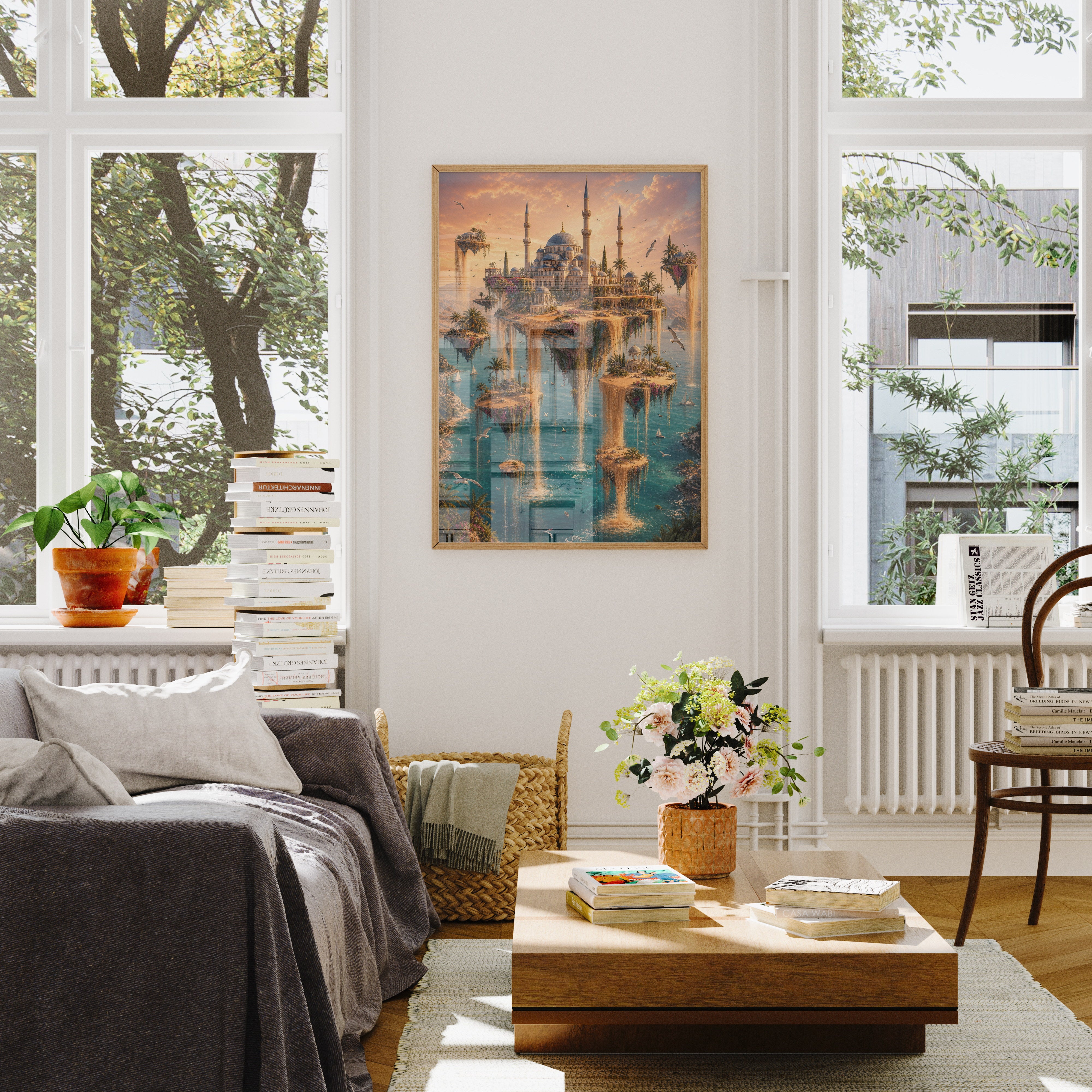 Bodrum Floating Island Mosque poster wall art mockup by Seji Art