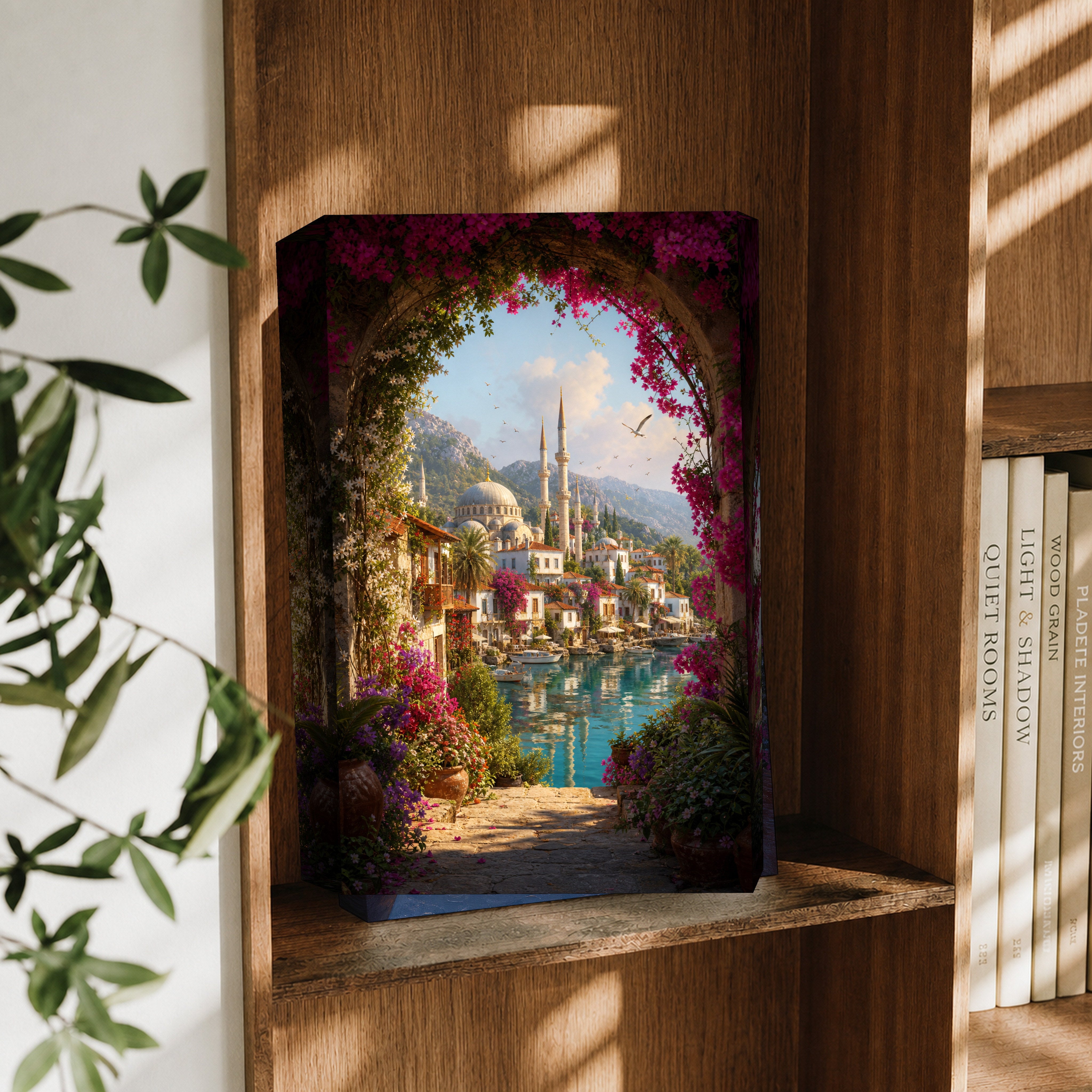 Bodrum Garden Arch Lagoon canvas wall art decor mockup by Seji Art
