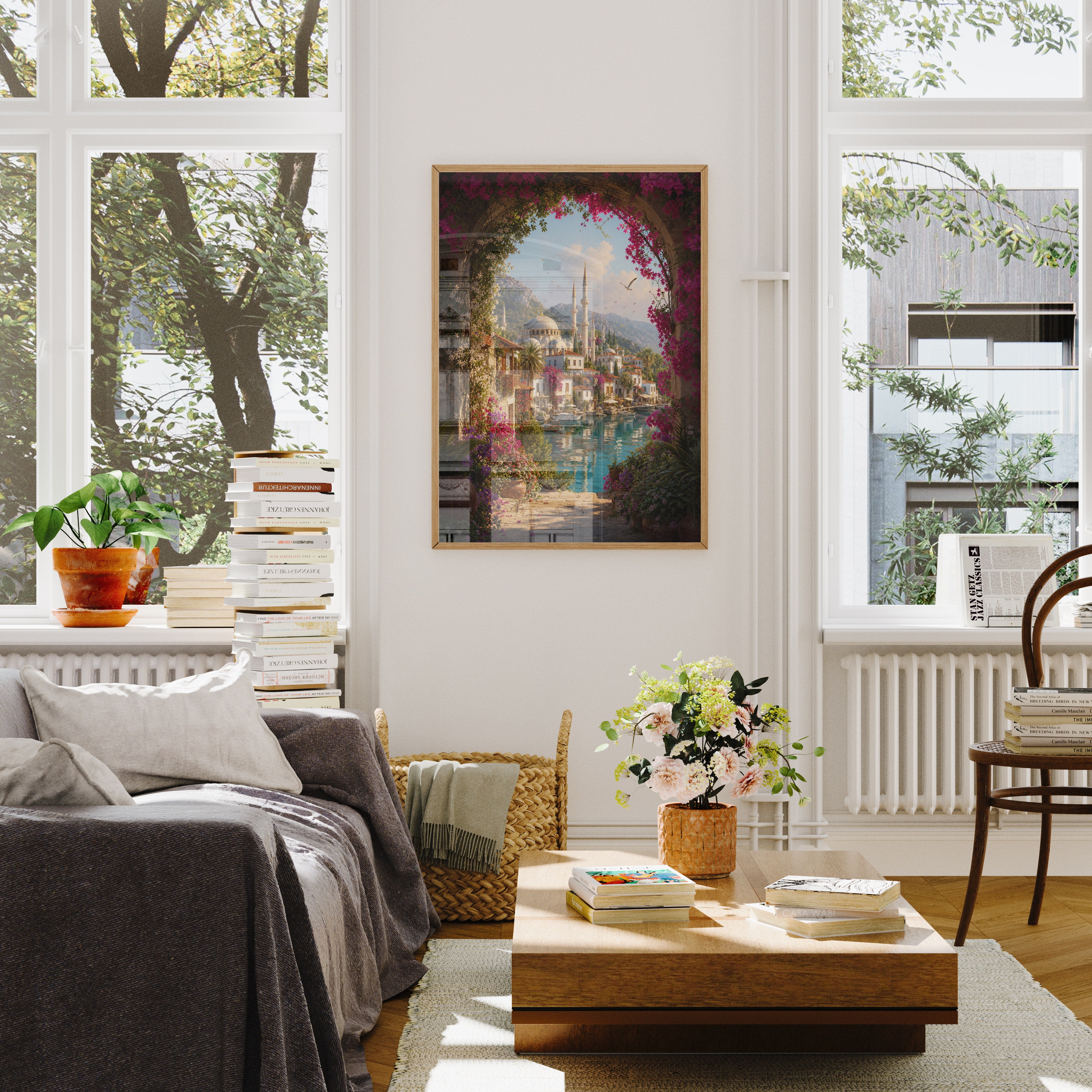 Bodrum Garden Arch Lagoon poster wall art mockup by Seji Art