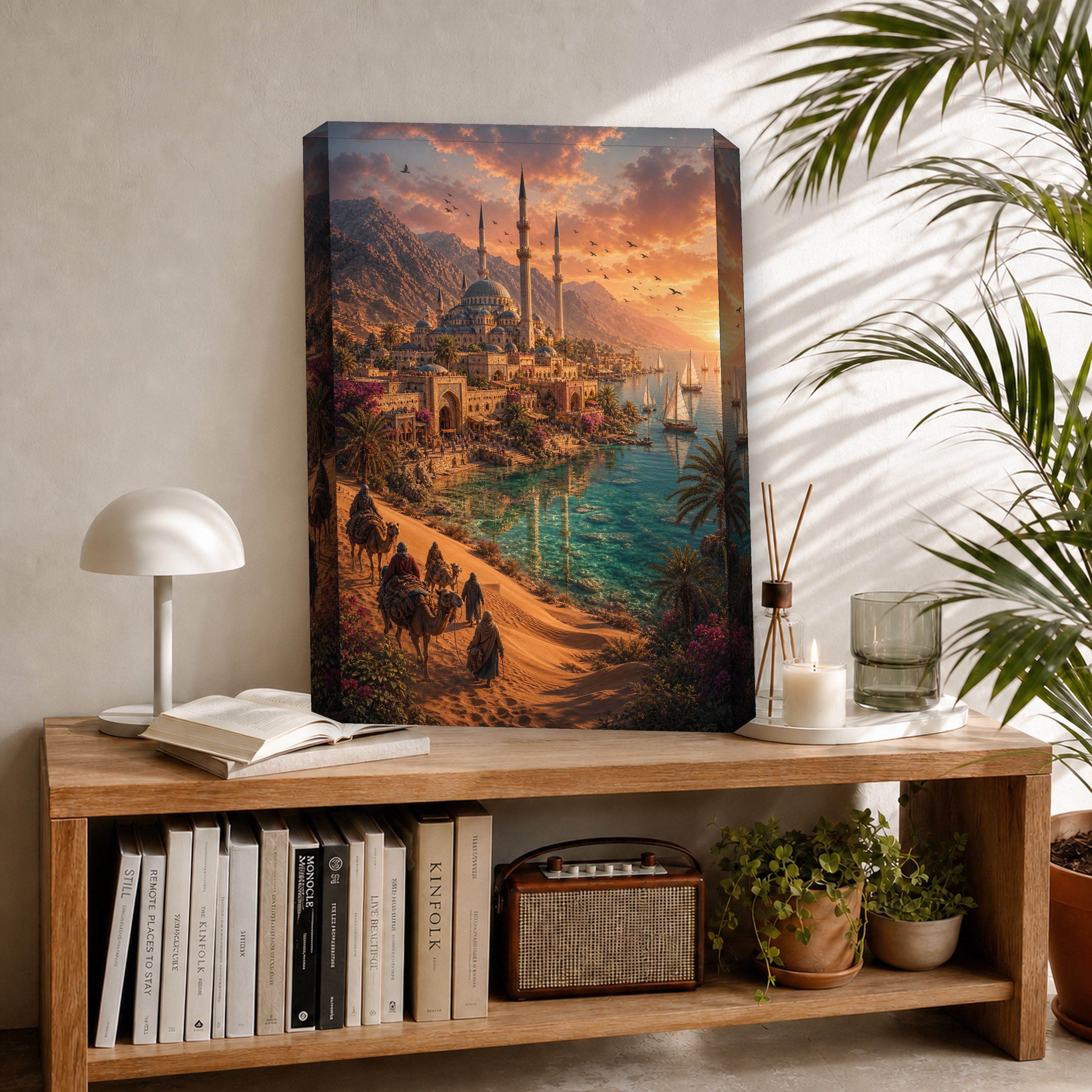 Bodrum Golden Desert Cove canvas room mockup by Seji Art