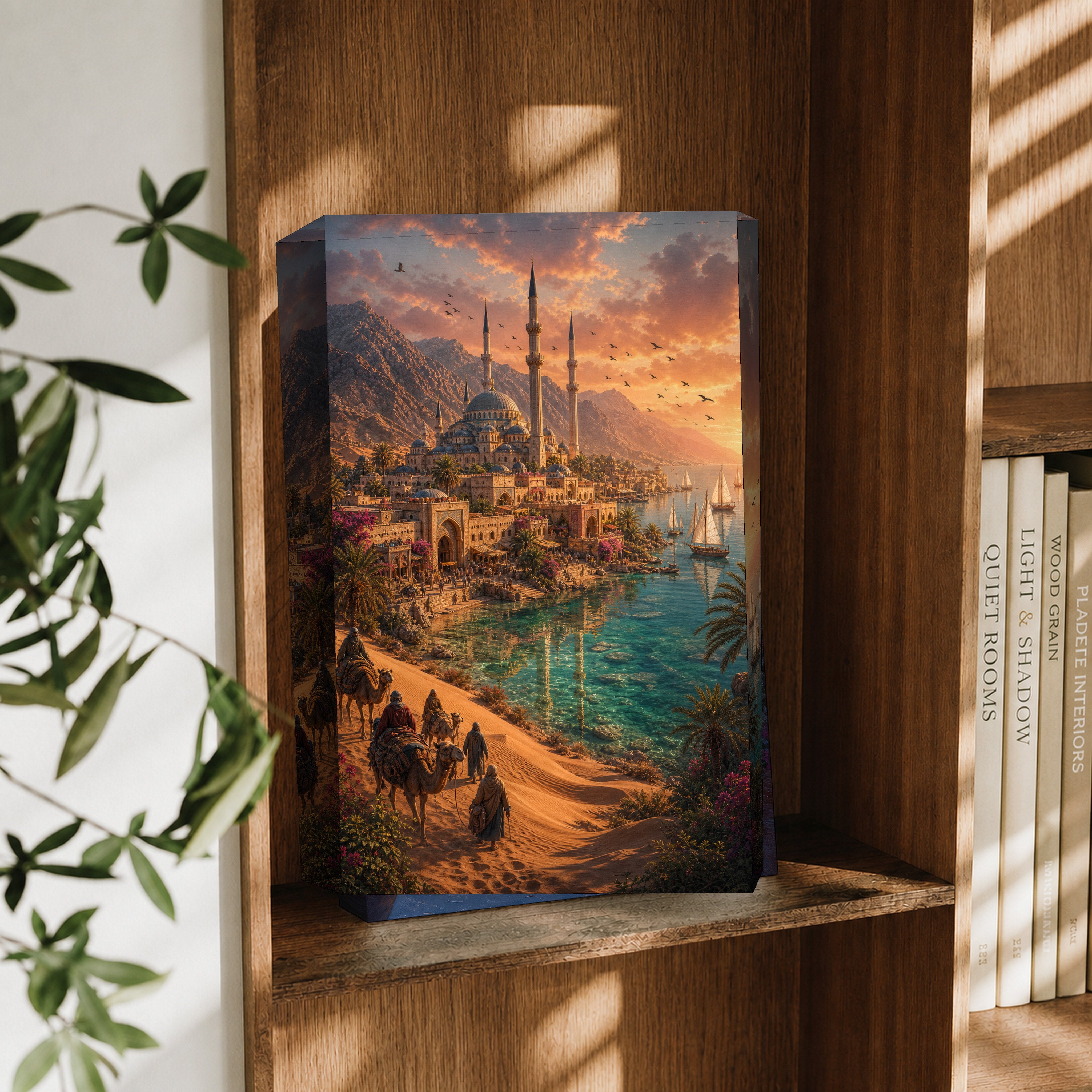 Bodrum Golden Desert Cove canvas wall art decor mockup by Seji Art
