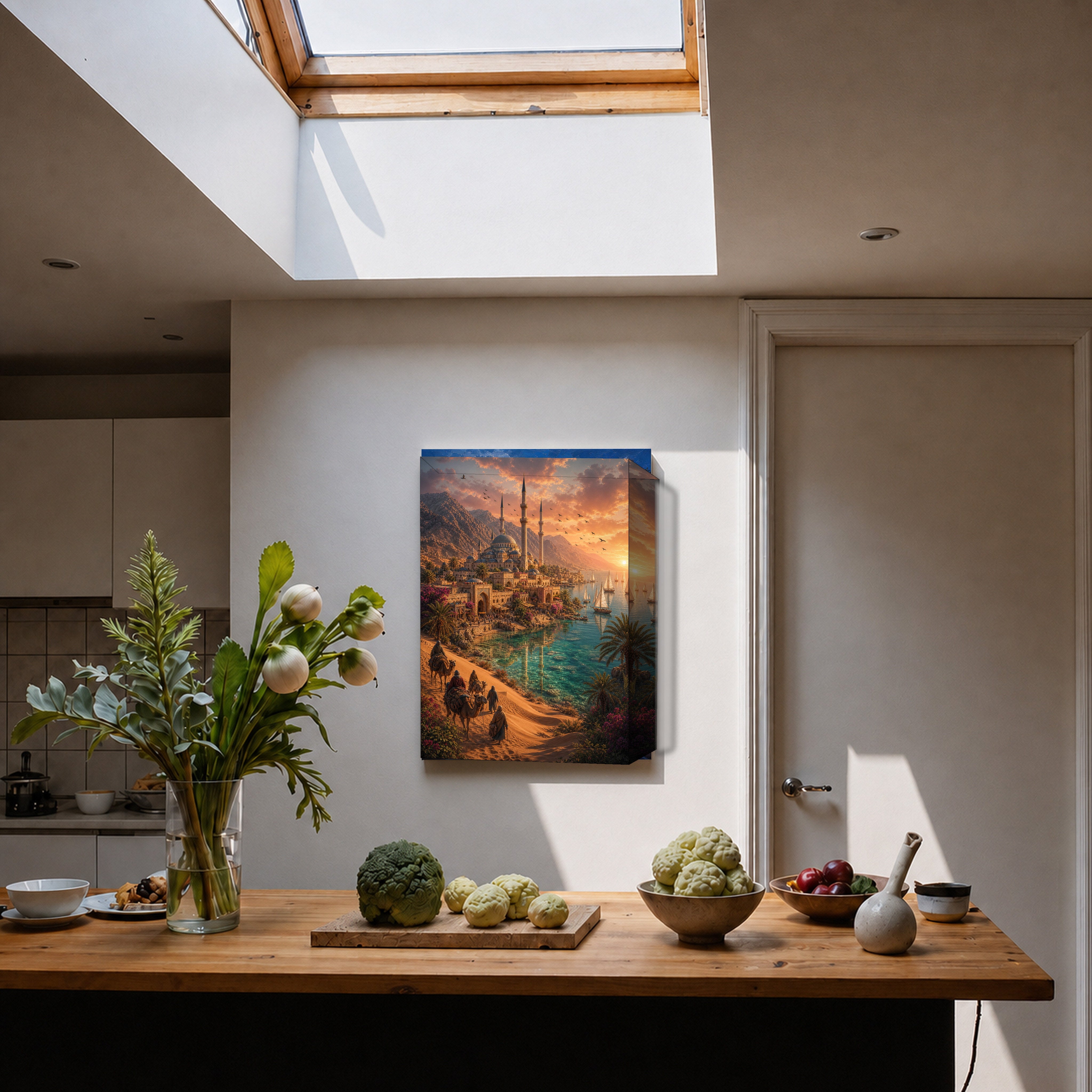 Bodrum Golden Desert Cove canvas home decor mockup by Seji Art