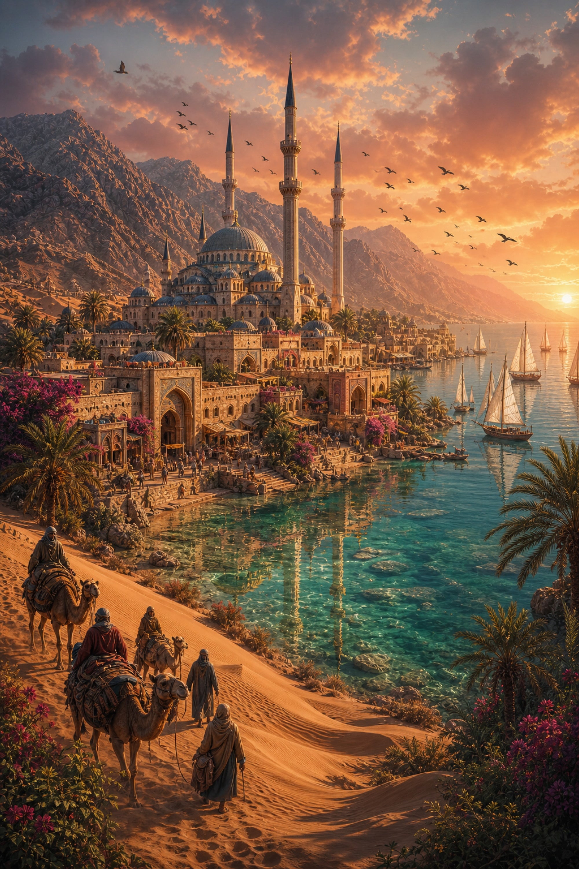 Bodrum Golden Desert Cove poster print preview by Seji Art