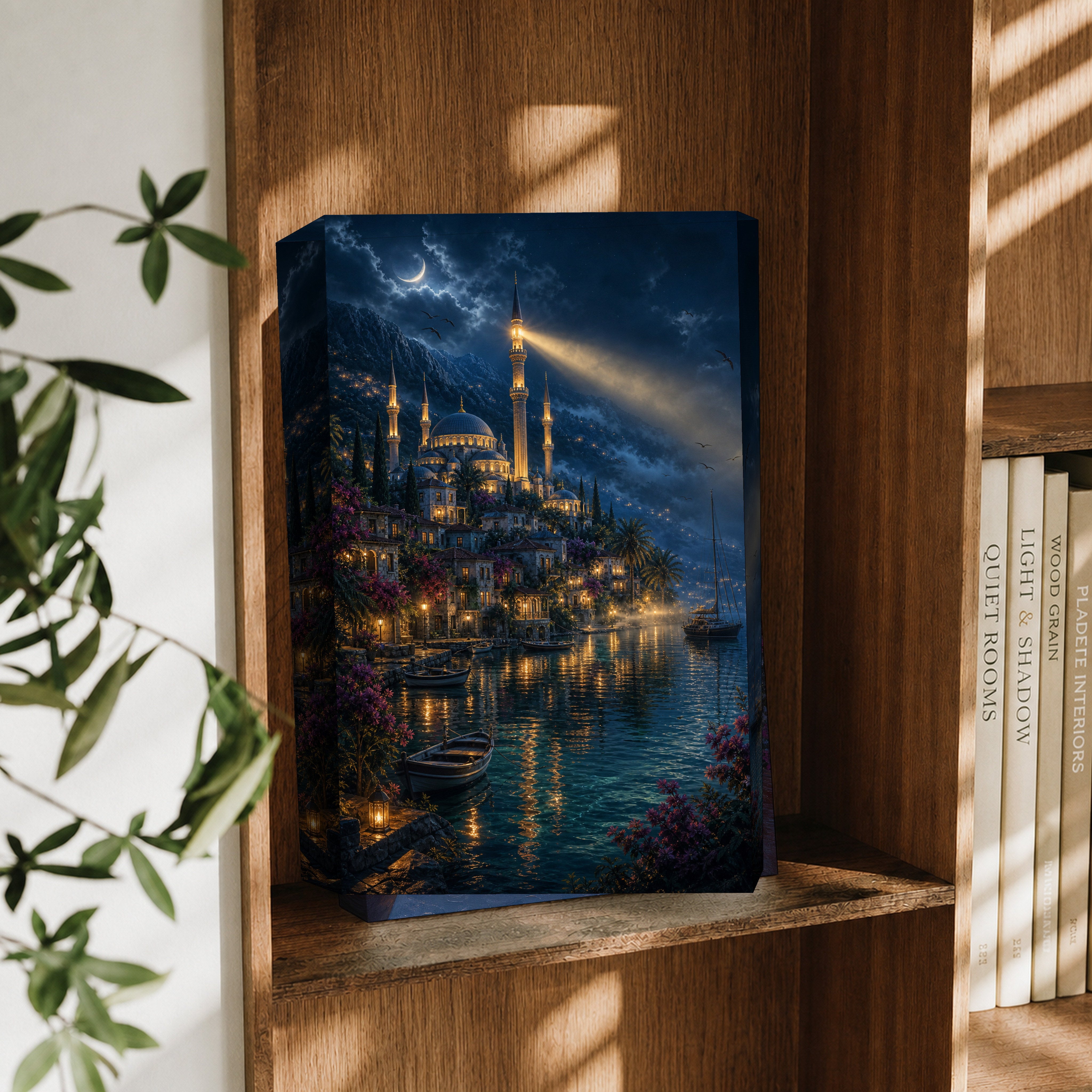 Bodrum Lighthouse Storm Harbor canvas wall art decor mockup by Seji Art