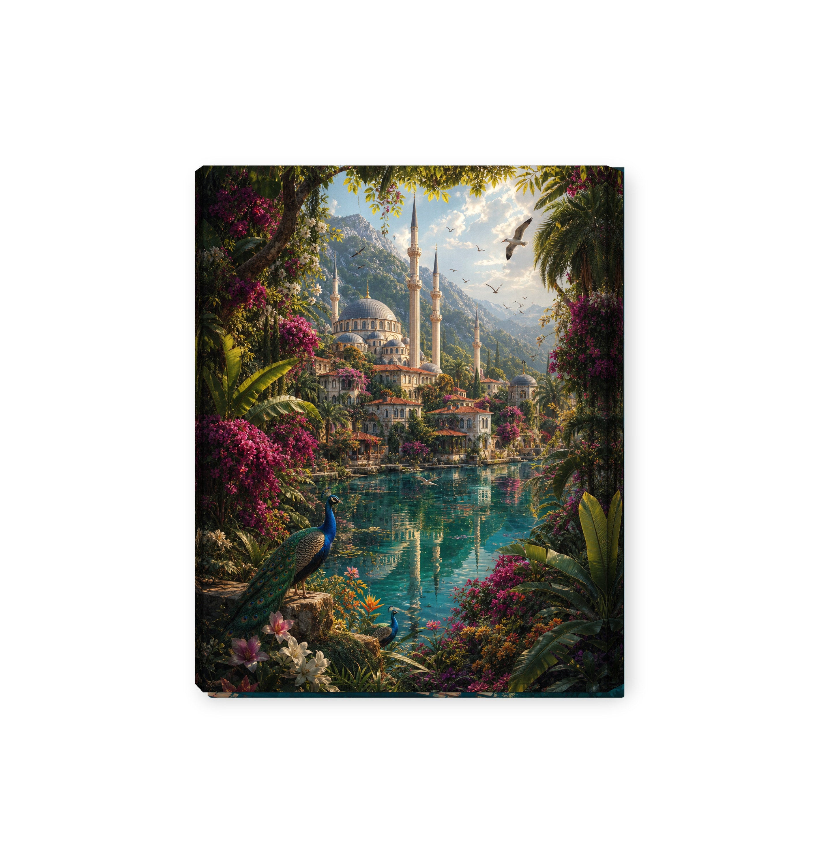 Bodrum Lush Garden Lagoon canvas wall art preview by Seji Art