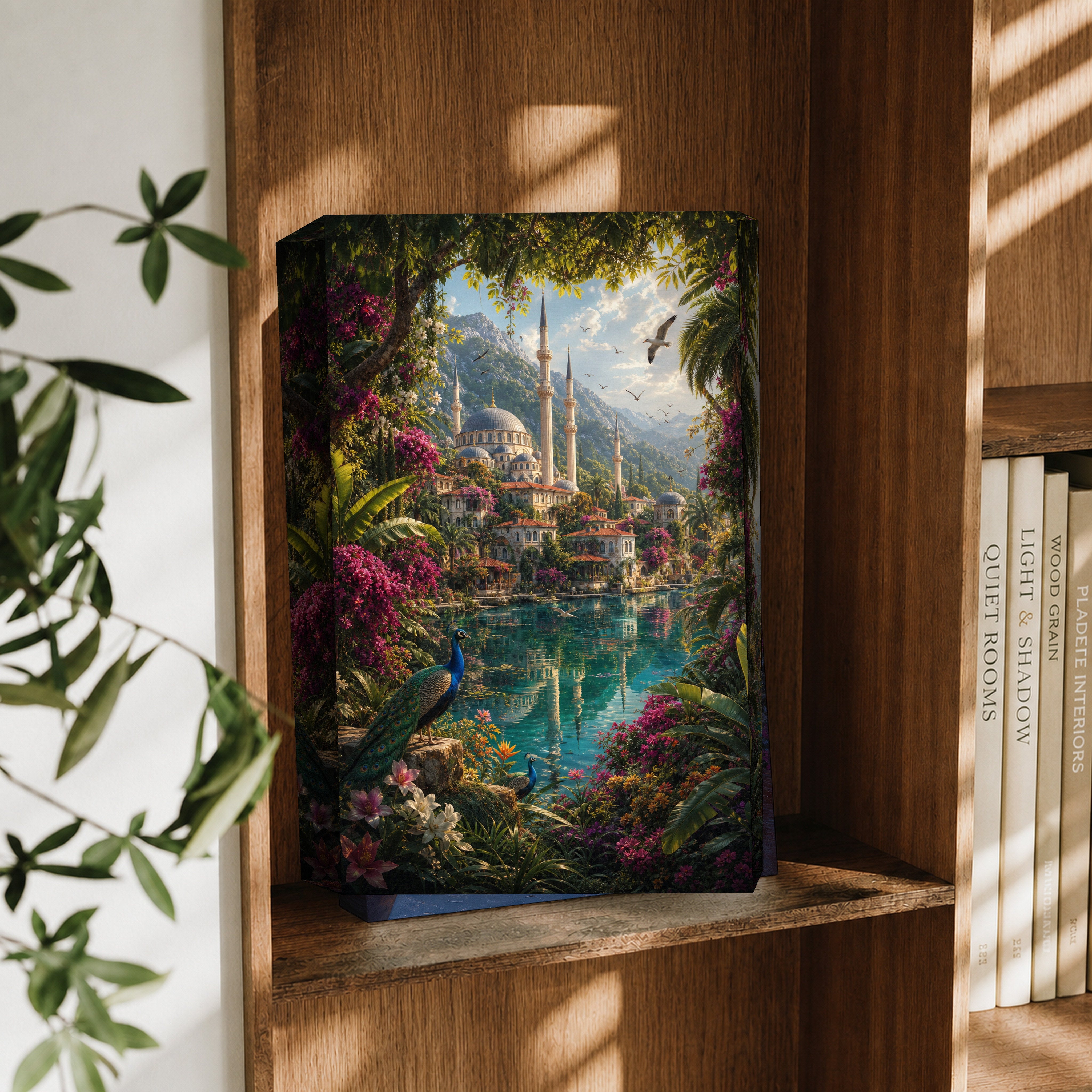 Bodrum Lush Garden Lagoon canvas wall art decor mockup by Seji Art