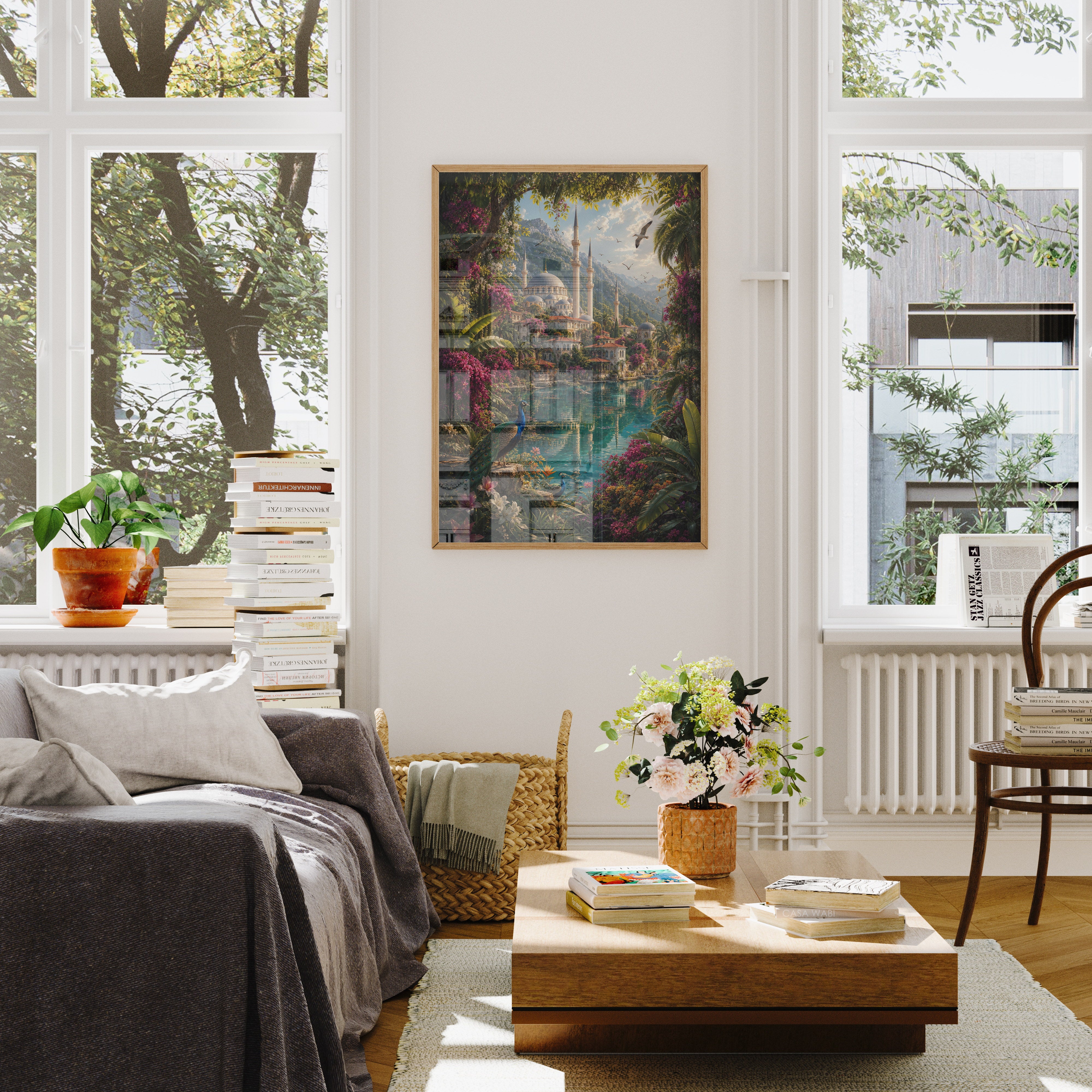 Bodrum Lush Garden Lagoon poster wall art mockup by Seji Art