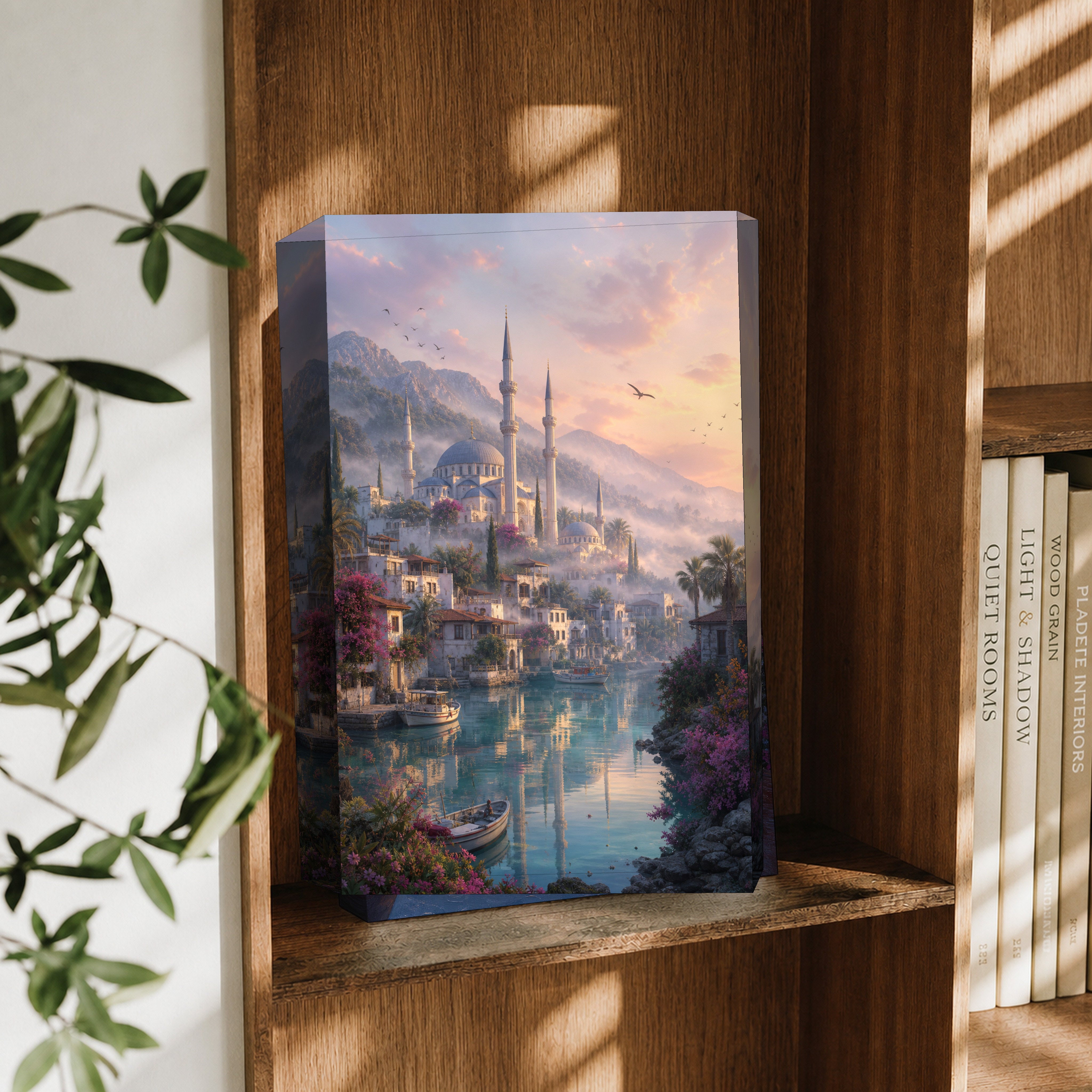 Bodrum Pastel Lagoon Mosque canvas wall art decor mockup by Seji Art