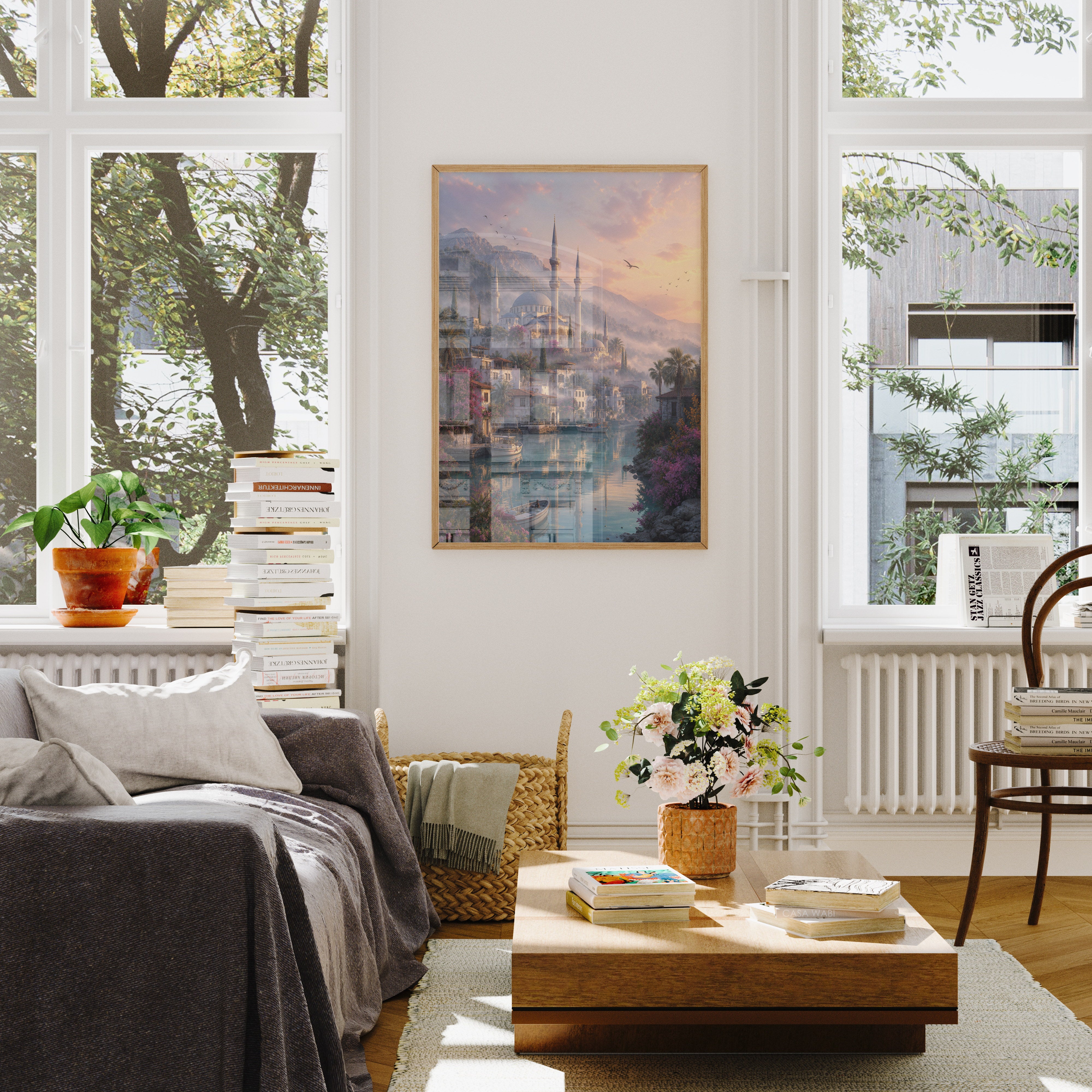 Bodrum Pastel Lagoon Mosque poster wall art mockup by Seji Art