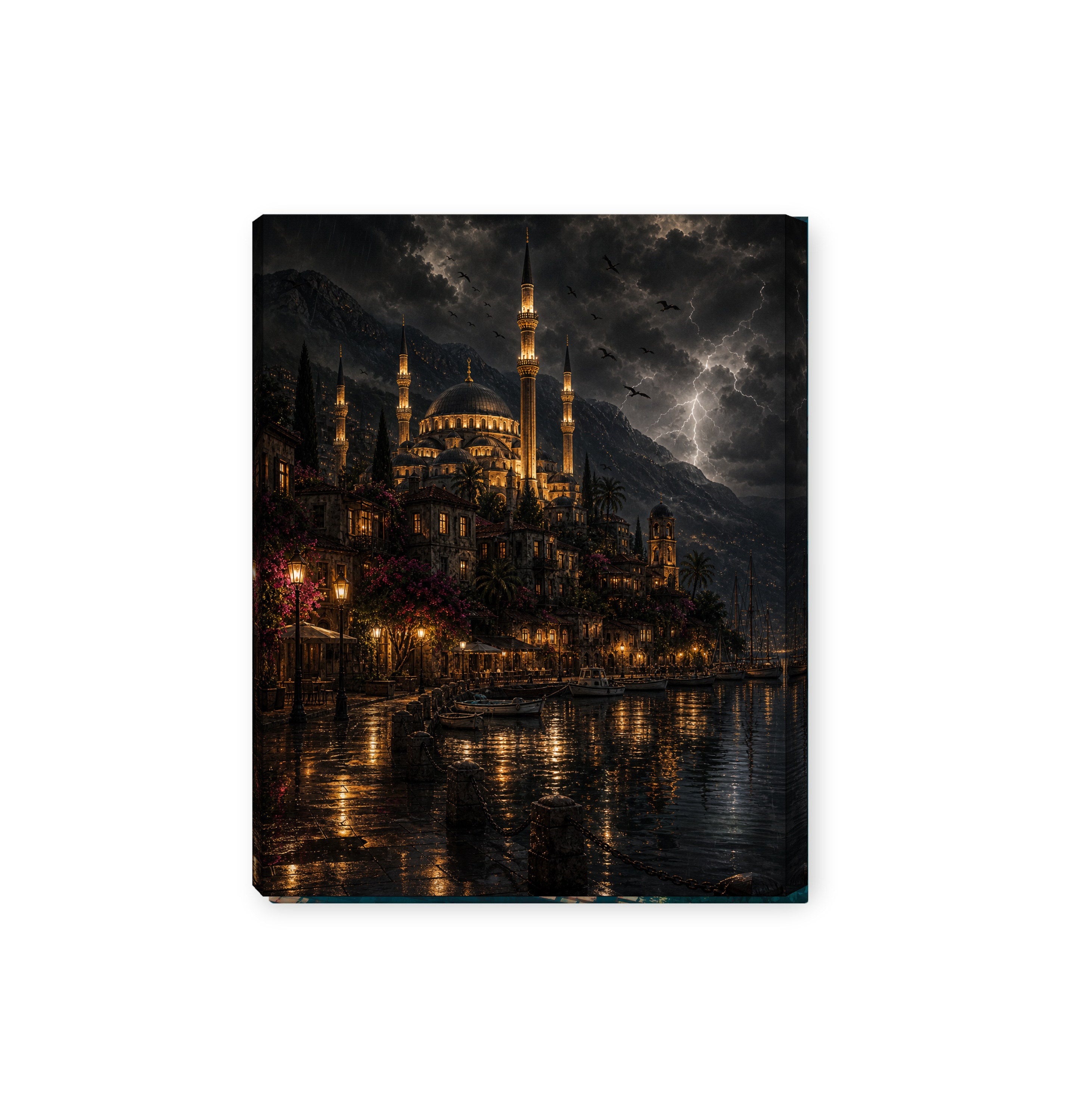 Bodrum Stormy Castle Mosque canvas wall art preview by Seji Art