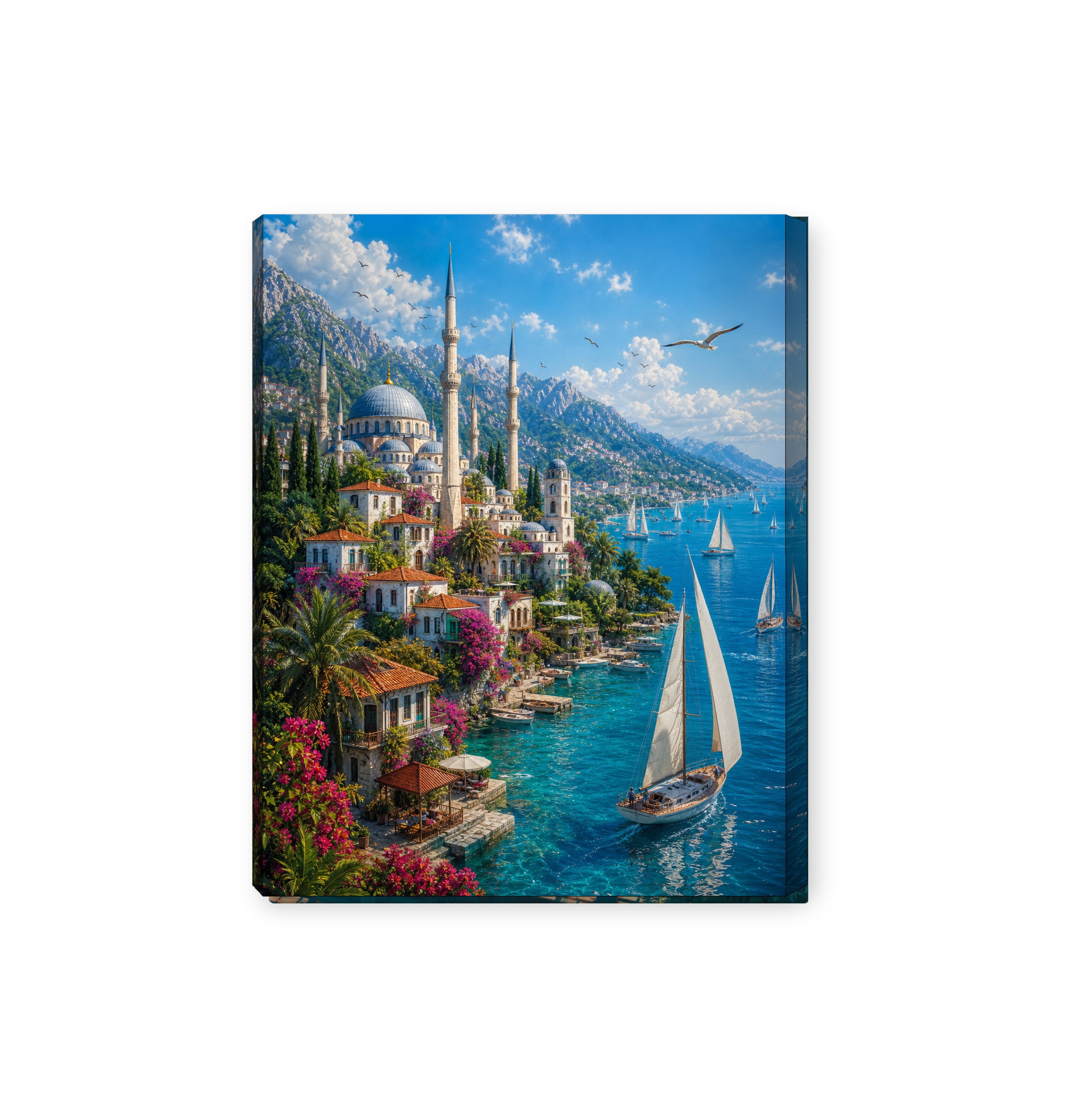 Bodrum Sunny Sailing Cove canvas wall art preview by Seji Art