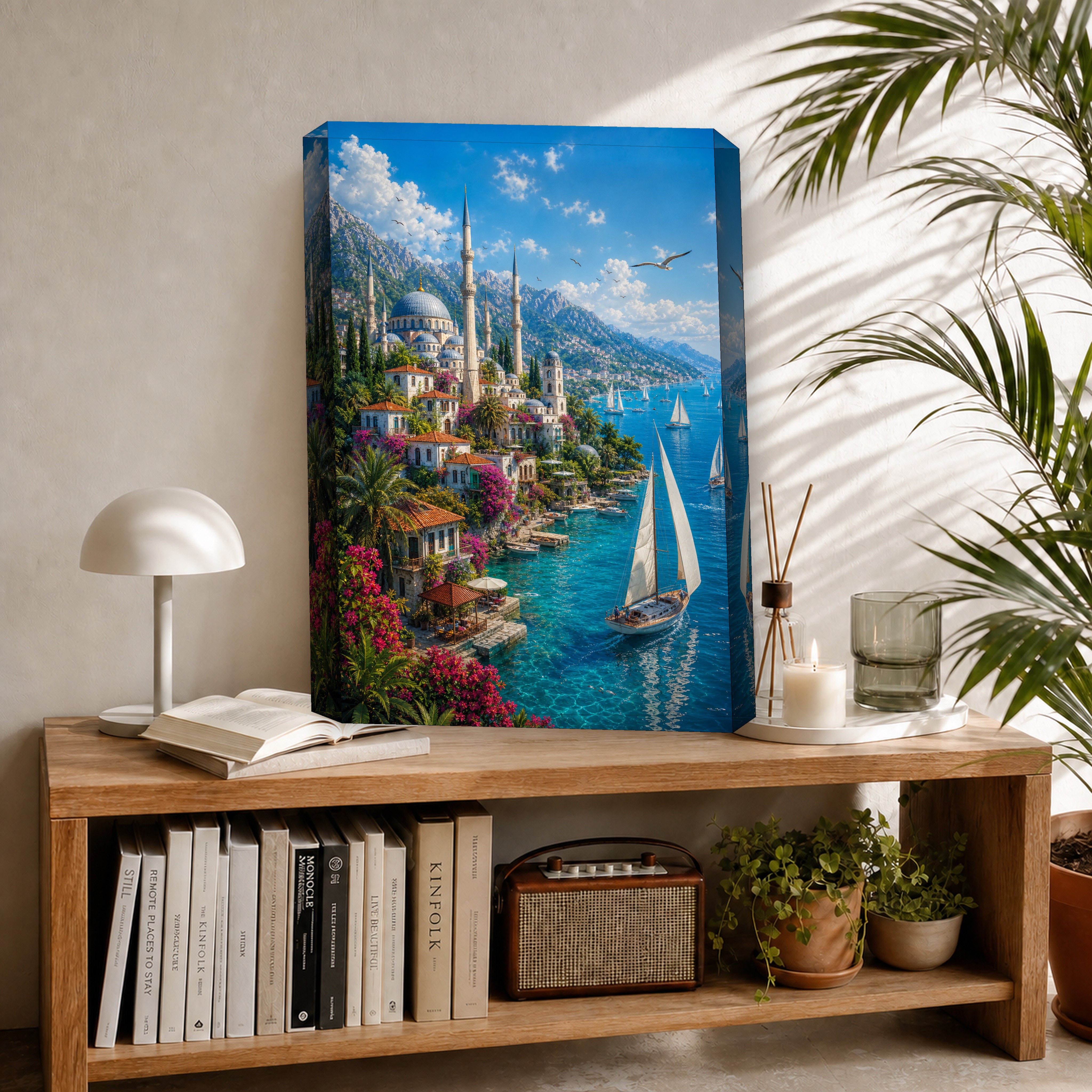 Bodrum Sunny Sailing Cove canvas room mockup by Seji Art