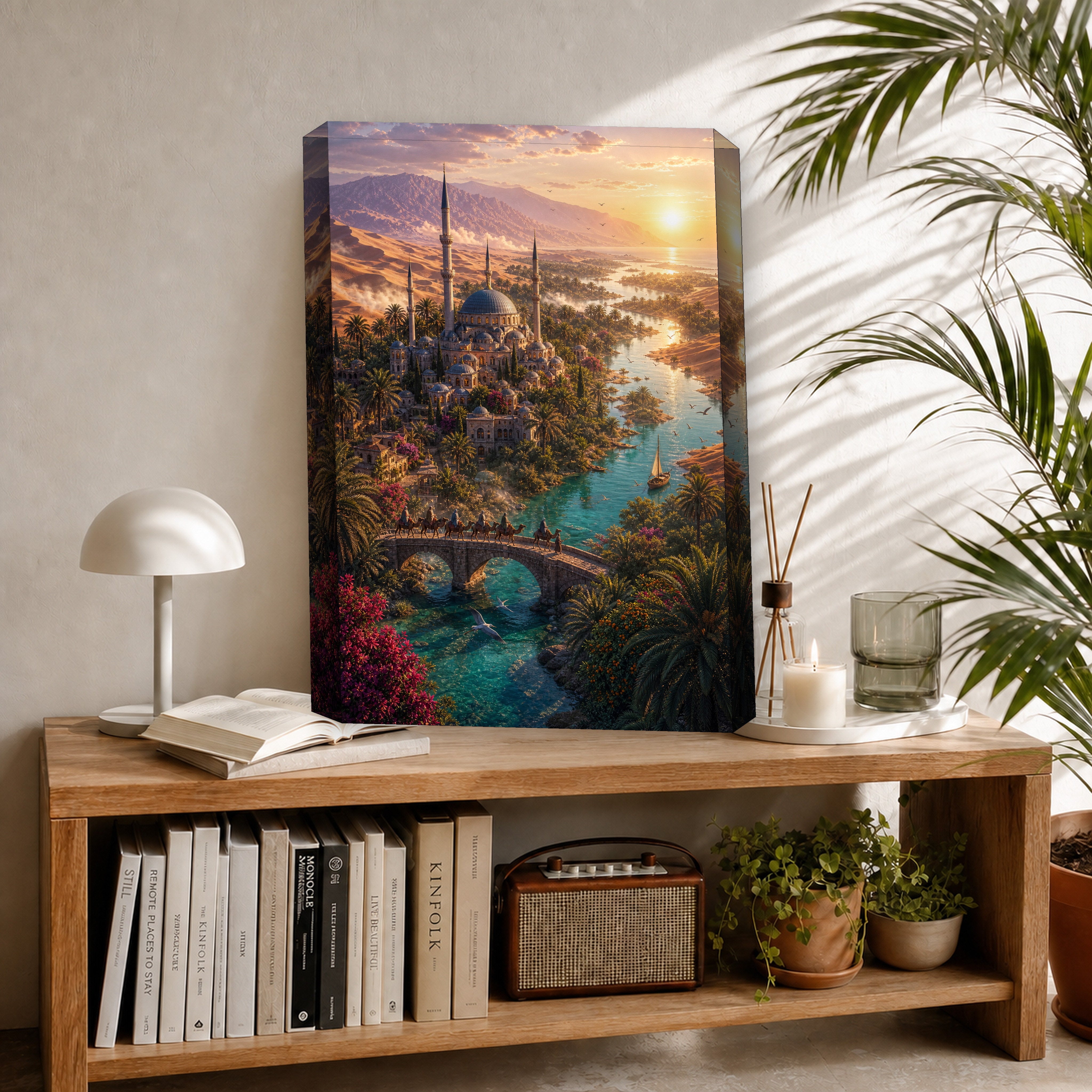 Bodrum Sunset Island Garden canvas room mockup by Seji Art