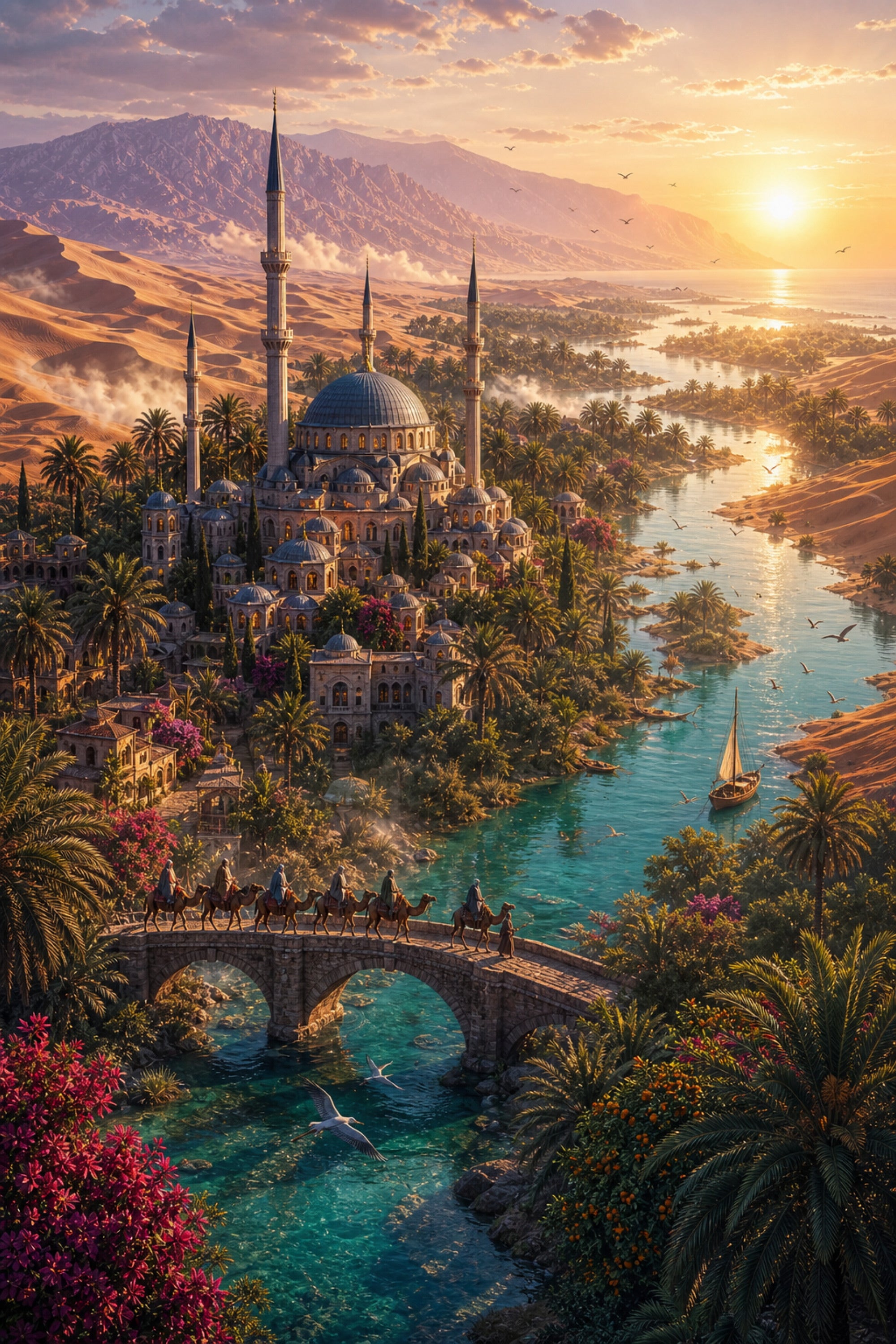 Bodrum Sunset Island Garden poster print preview by Seji Art