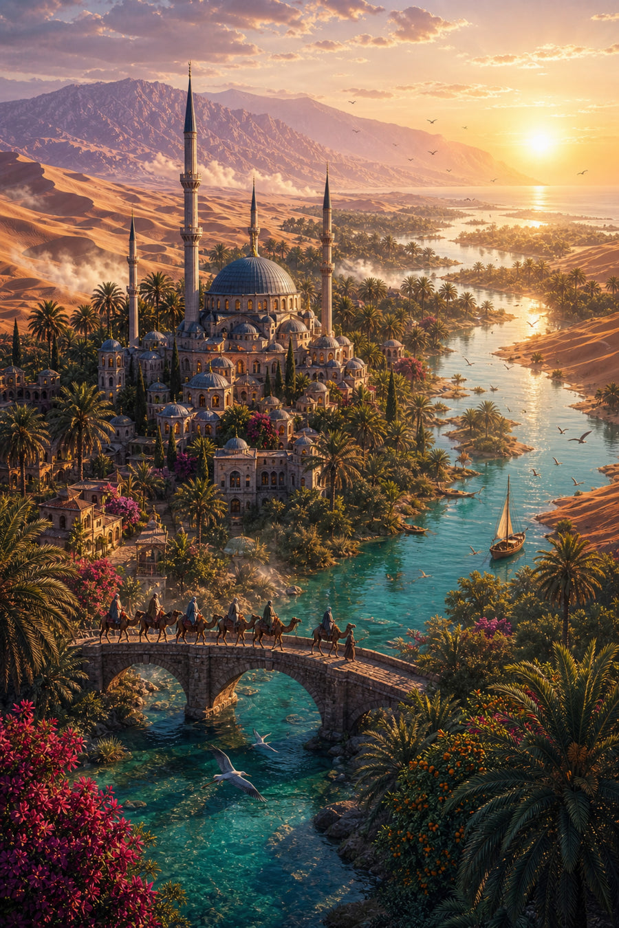Bodrum Sunset Island Garden poster print preview by Seji Art