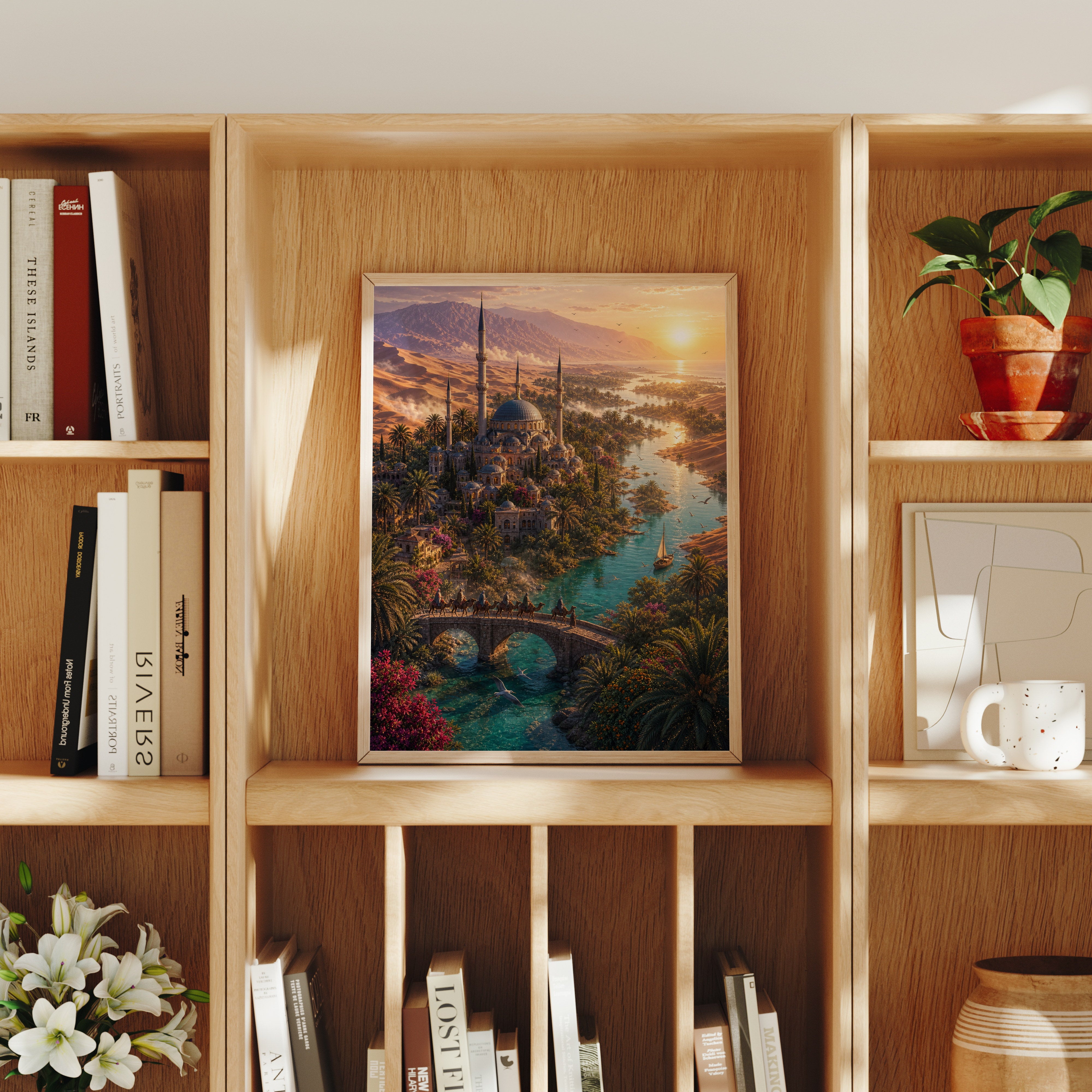 Bodrum Sunset Island Garden poster home decor mockup by Seji Art