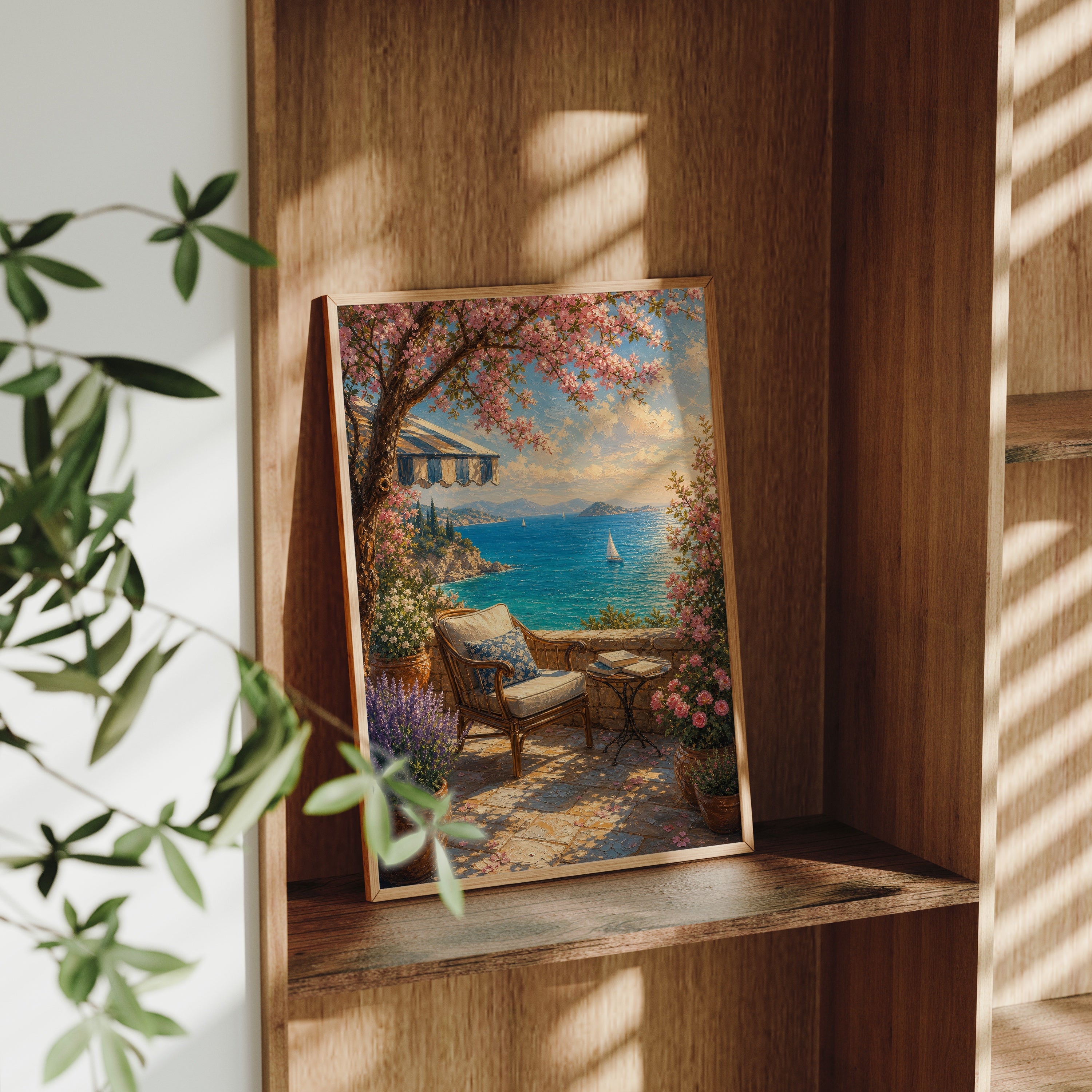 Capri Sea View Terrace poster gallery shelf mockup by Seji Art