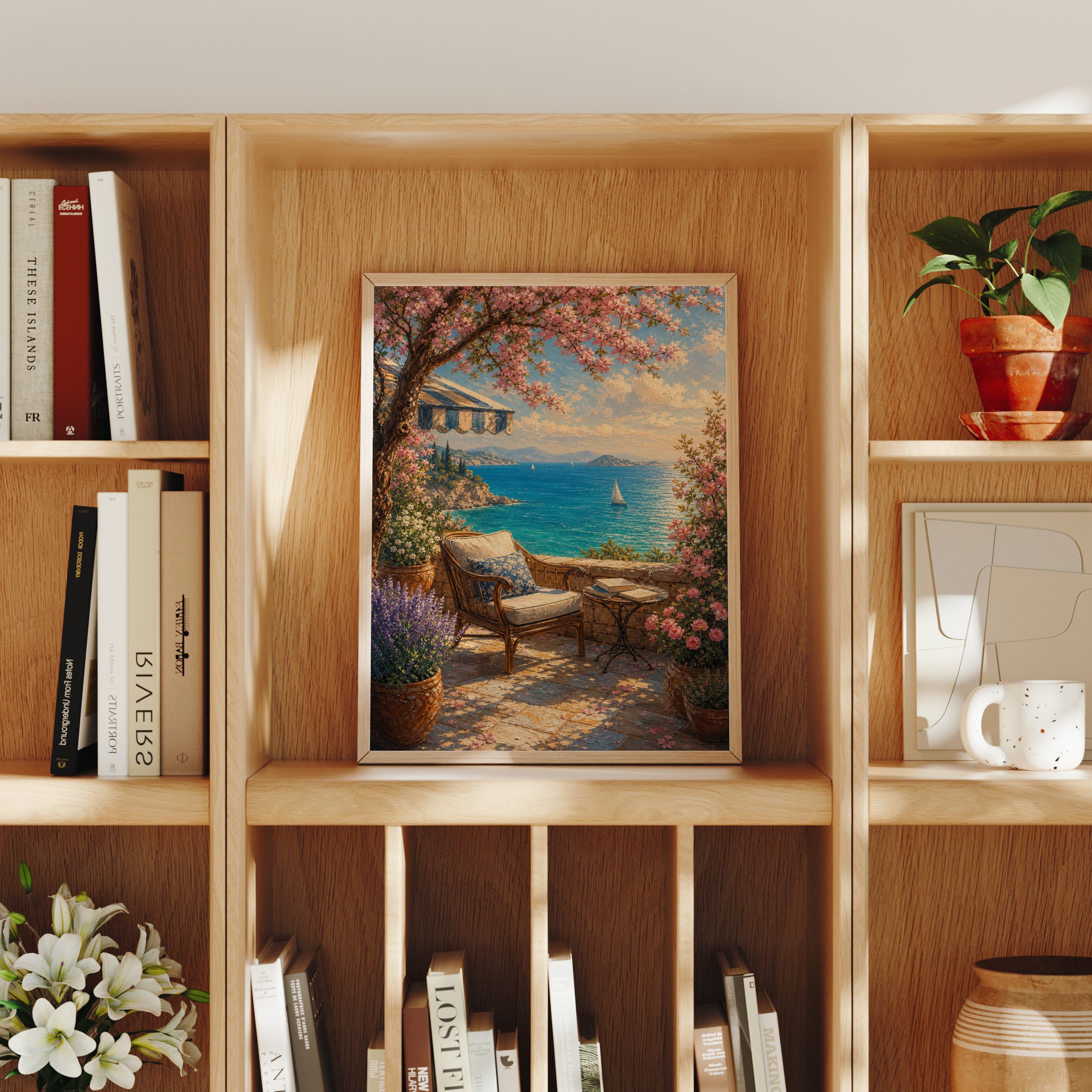 Capri Sea View Terrace poster home decor mockup by Seji Art