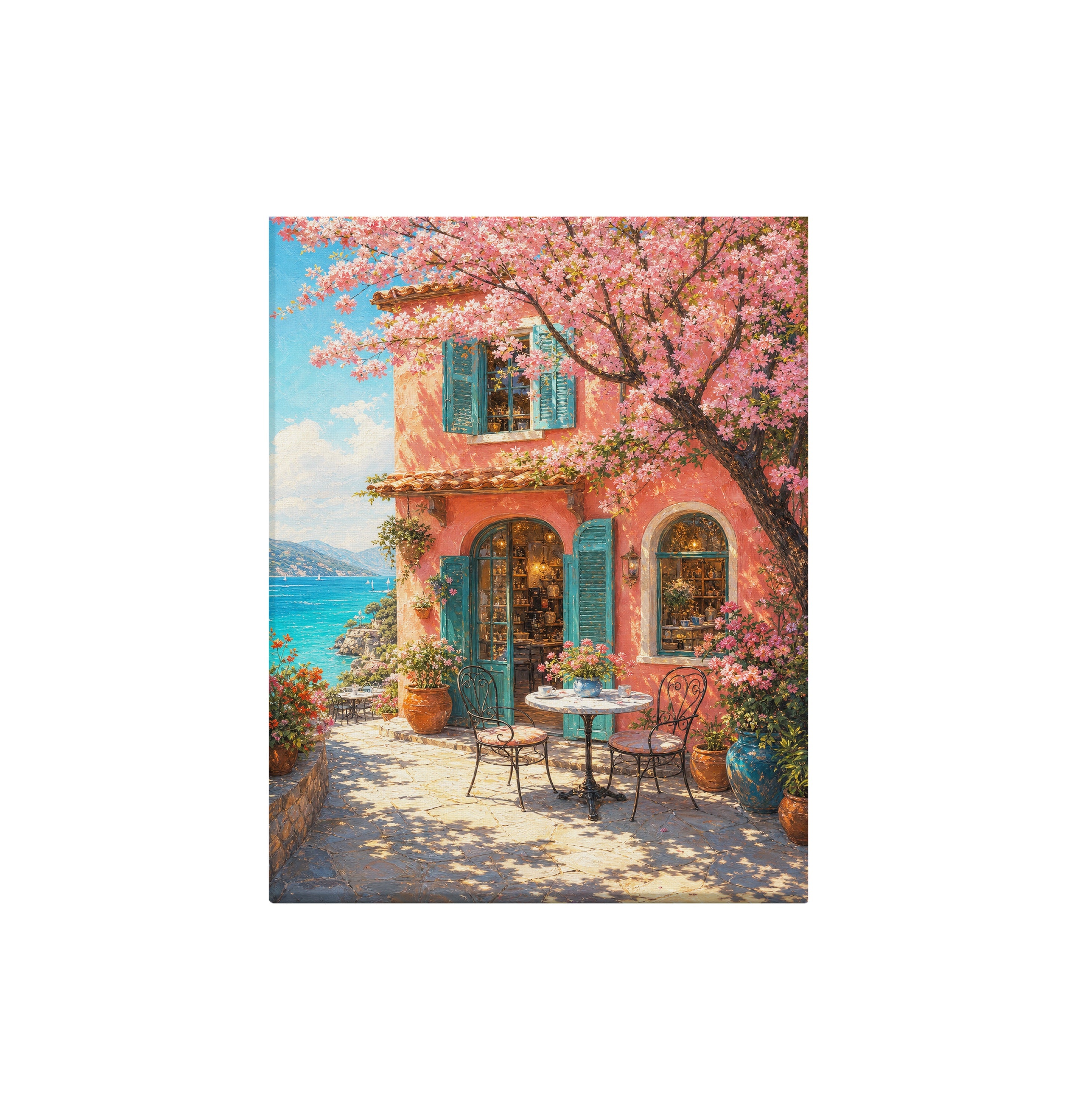 Cherry Blossom Courtyard Window canvas wall art preview by Seji Art