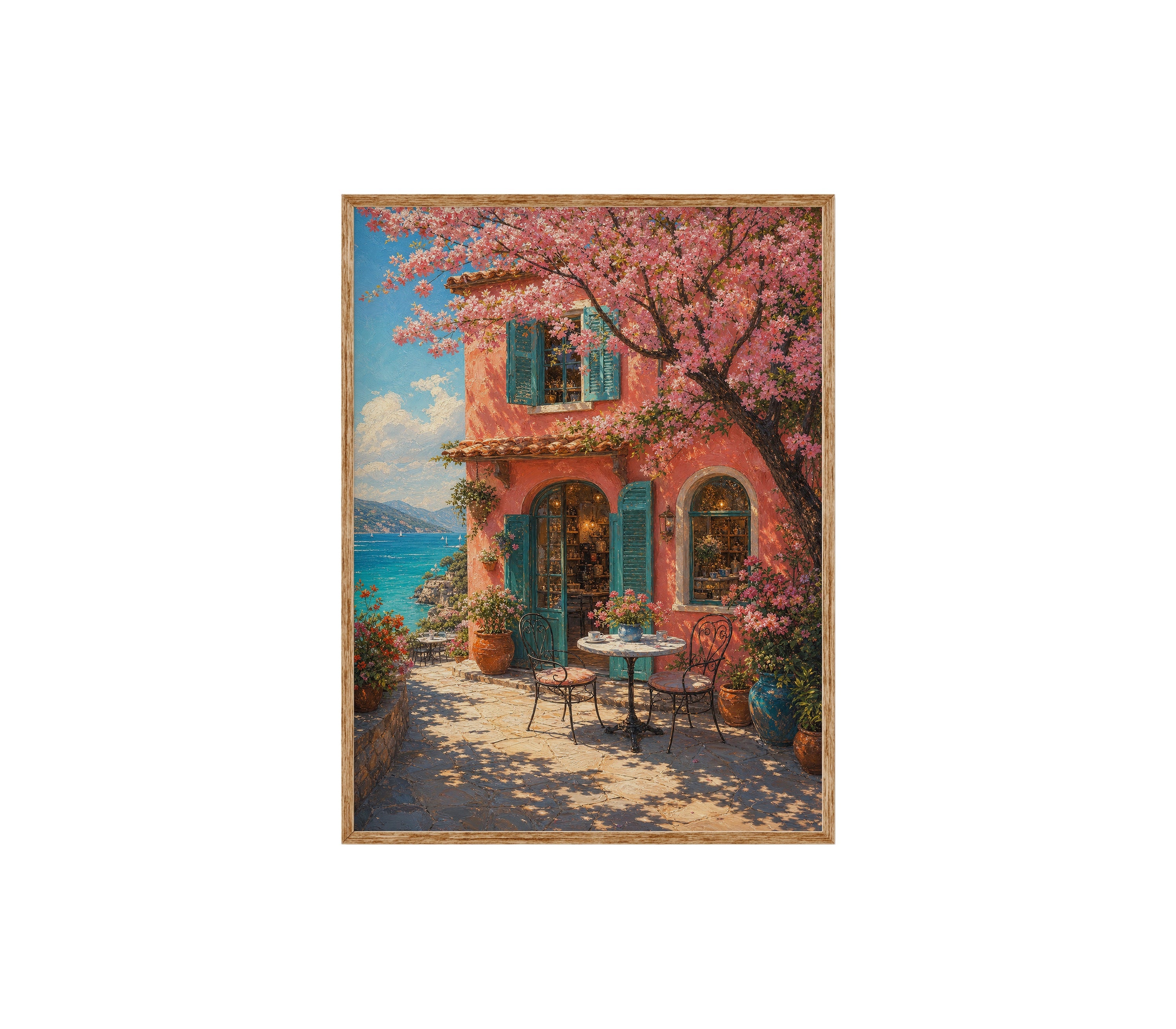 Cherry Blossom Courtyard Window poster print preview by Seji Art