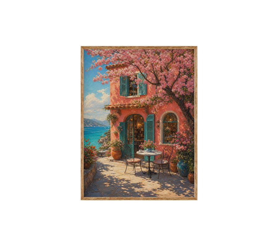 Cherry Blossom Courtyard Window poster print preview by Seji Art