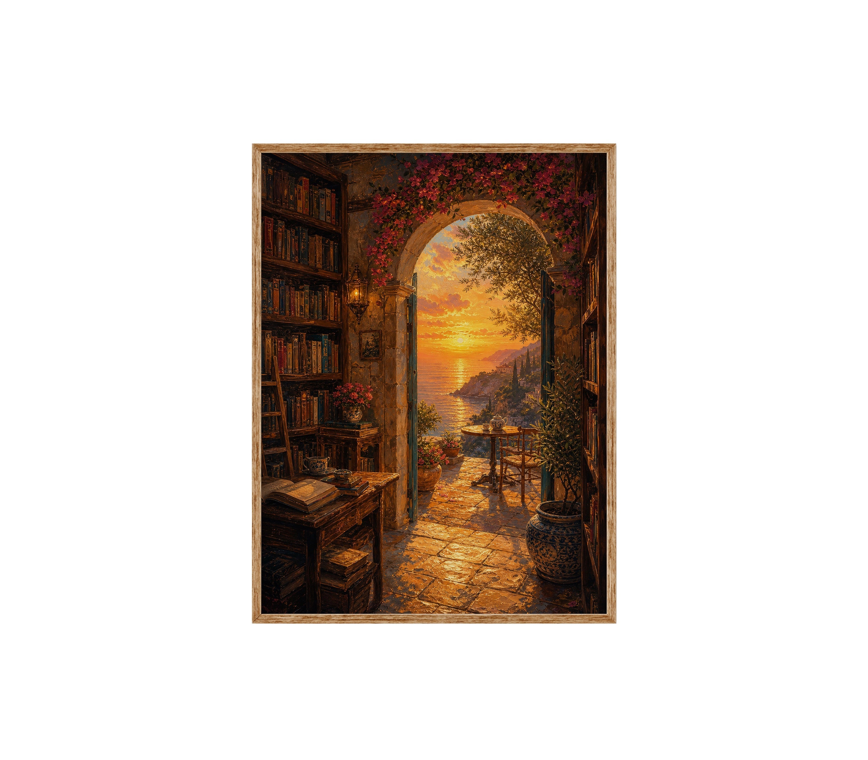 Golden Bookshop Archway poster print preview by Seji Art