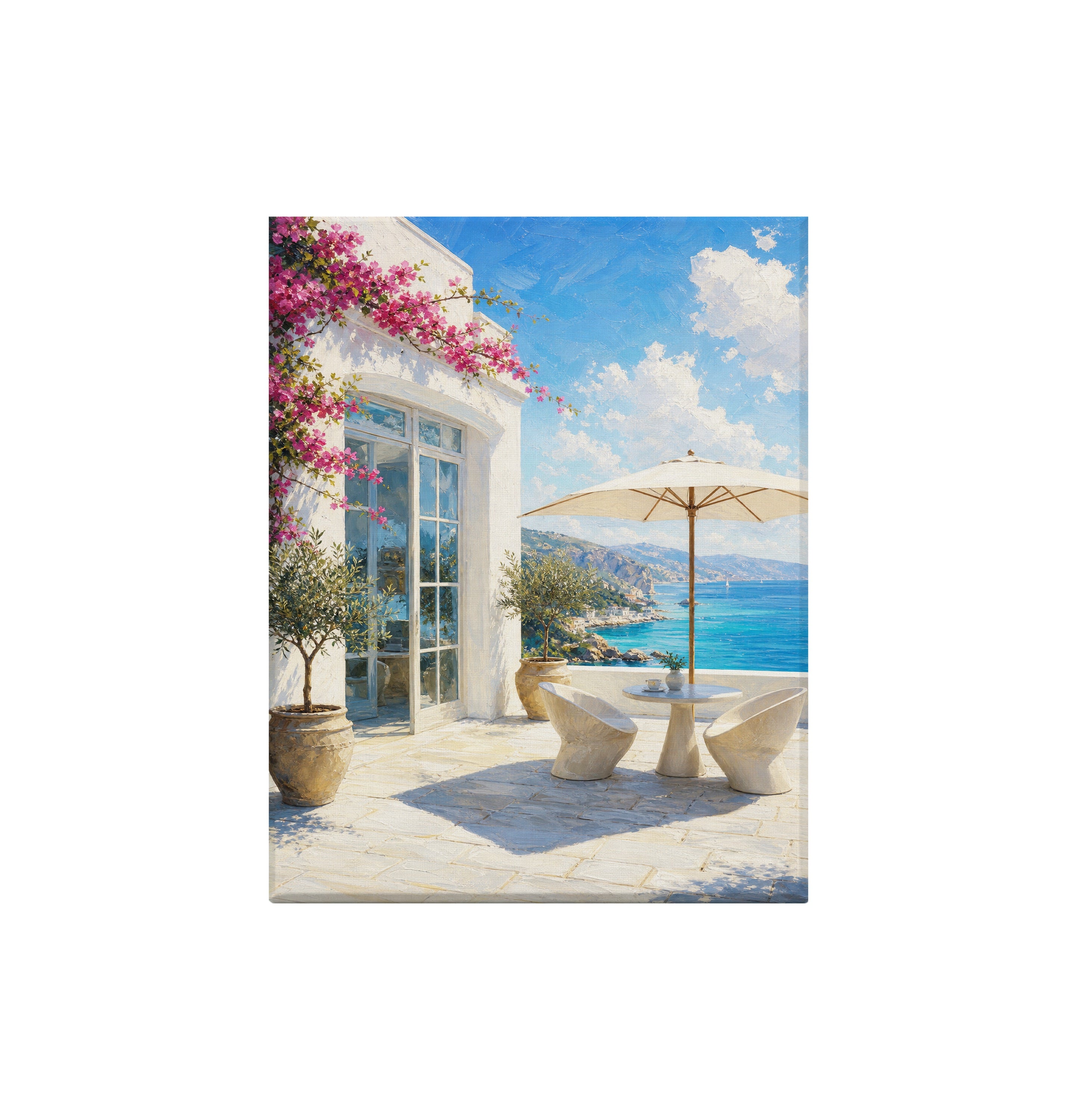 Greek Island Terrace Sea View canvas wall art preview by Seji Art