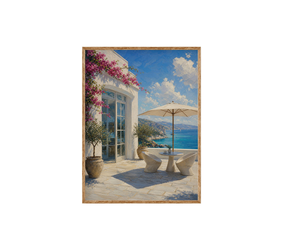 Greek Island Terrace Sea View poster print preview by Seji Art