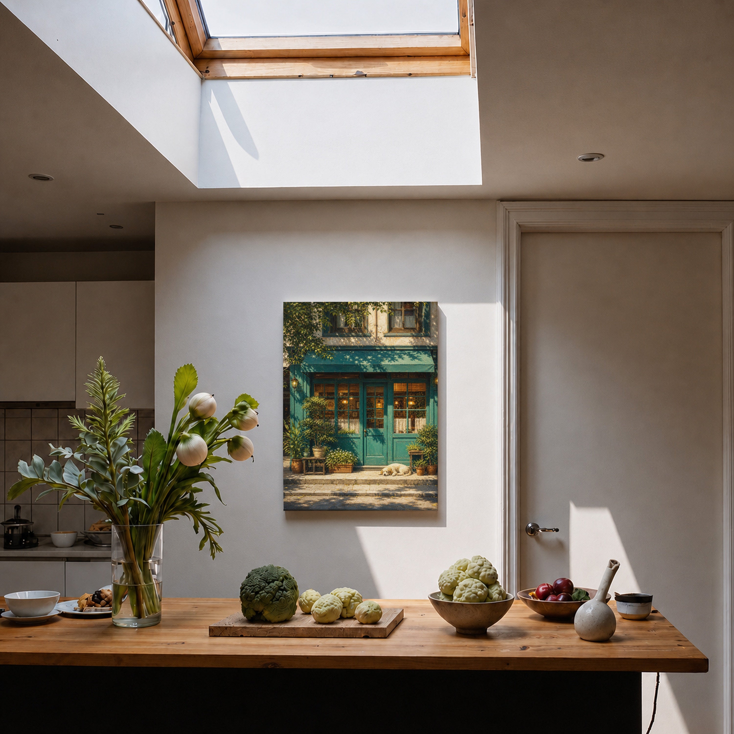 Green Vine Storefront Sunlit canvas home decor mockup by Seji Art