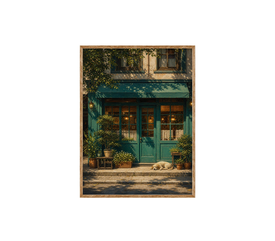 Green Vine Storefront Sunlit poster print preview by Seji Art