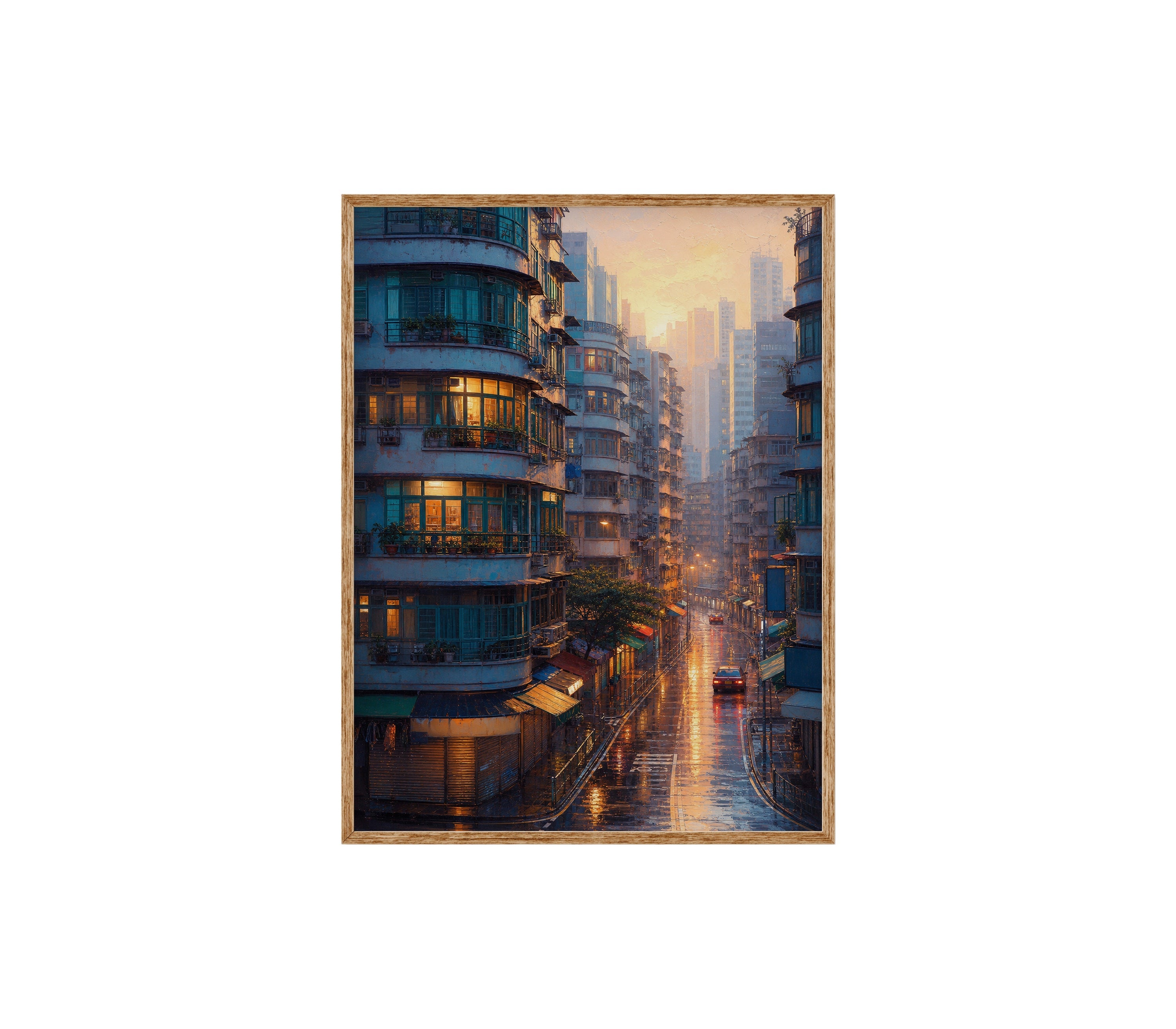 Hong Kong Apartment Sunrise poster print preview by Seji Art
