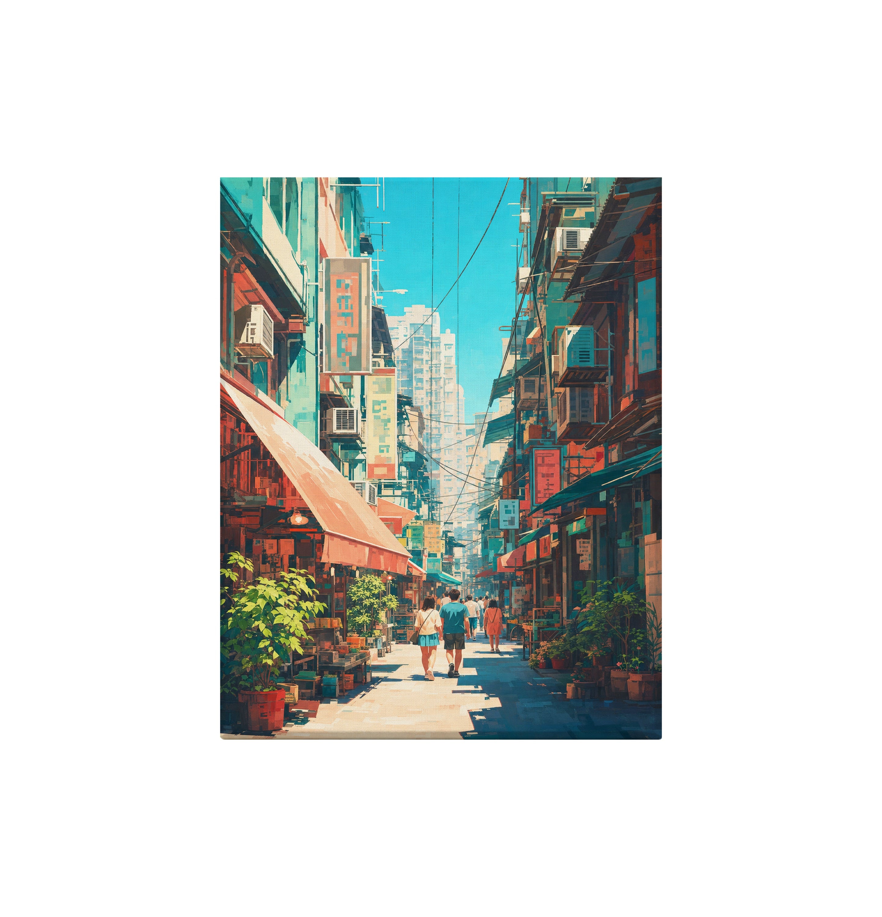 Hong Kong Crimson Awning Street canvas wall art preview by Seji Art