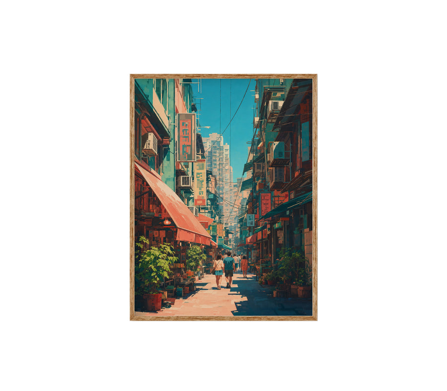 Hong Kong Crimson Awning Street poster print preview by Seji Art