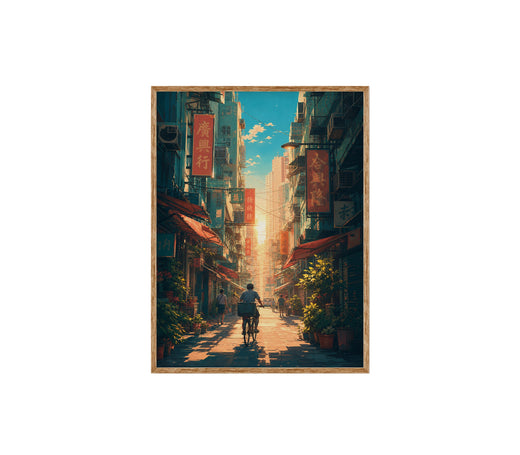 Hong Kong Golden Alley Signboards Wall Art Print