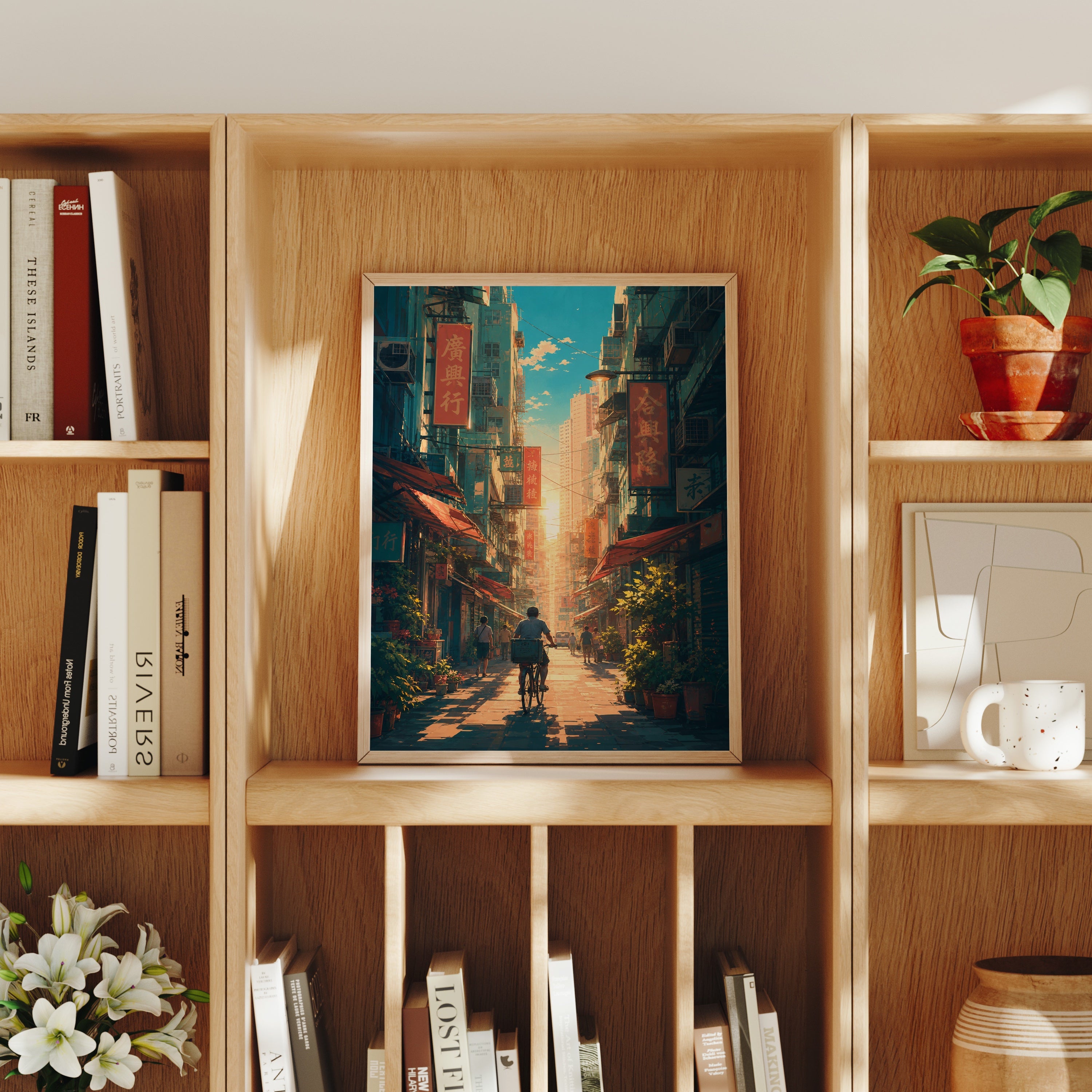 Hong Kong Golden Alley Signboards poster home decor mockup by Seji Art