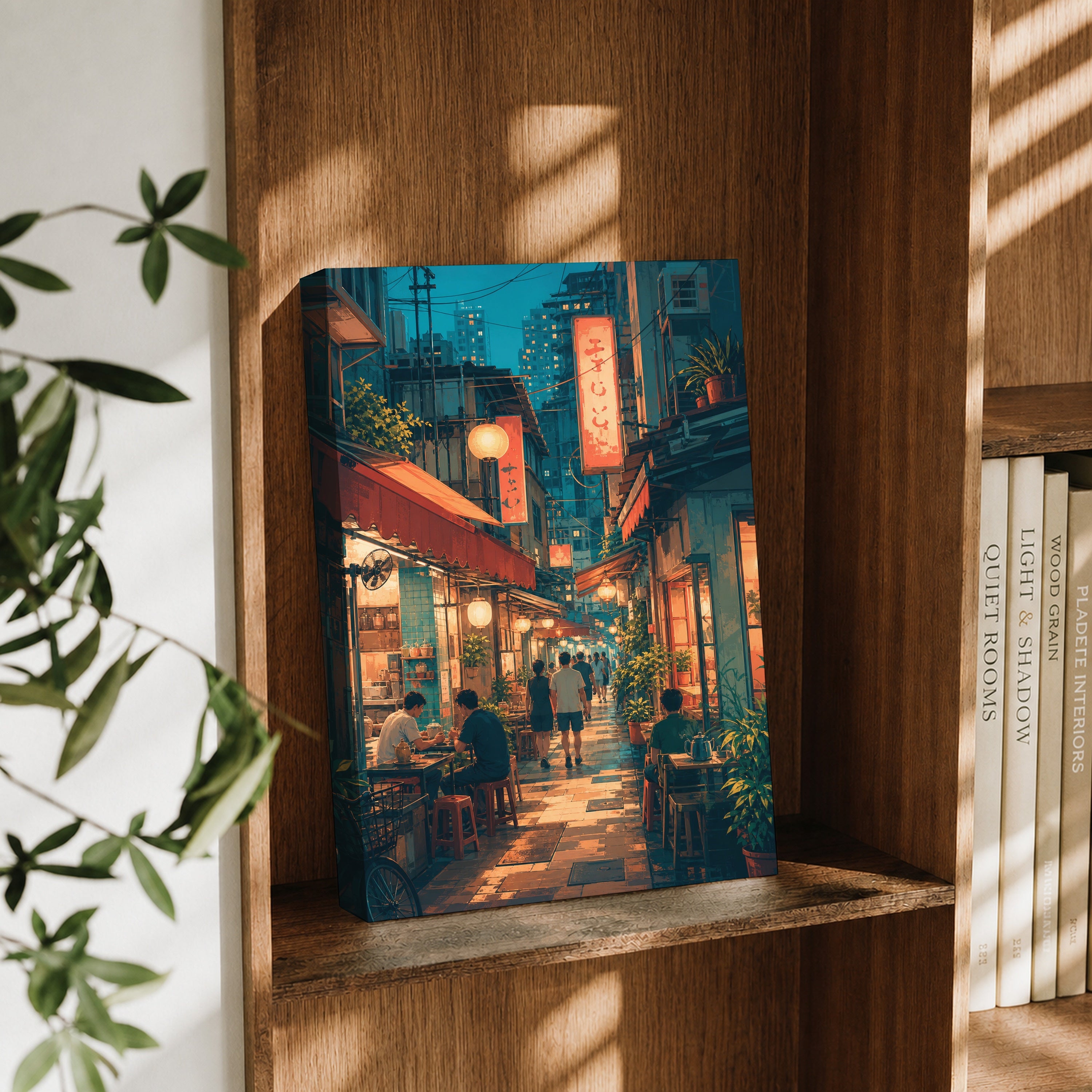 Hong Kong Lantern Shop Alley canvas wall art decor mockup by Seji Art