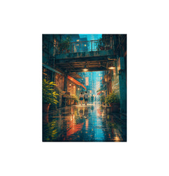 Hong Kong Rainy Arcade Alley canvas wall art preview by Seji Art