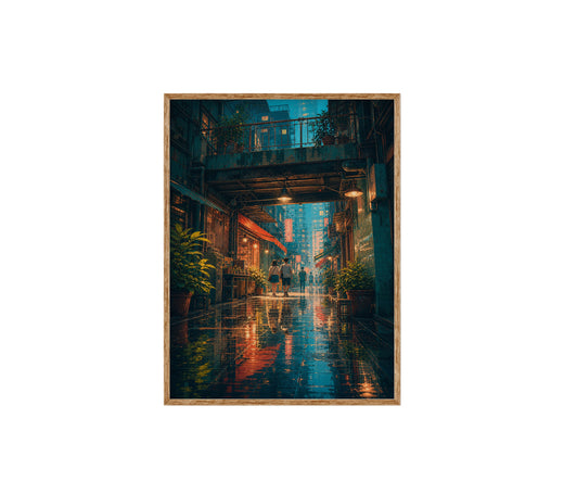 Hong Kong Rainy Arcade Alley Wall Art Print