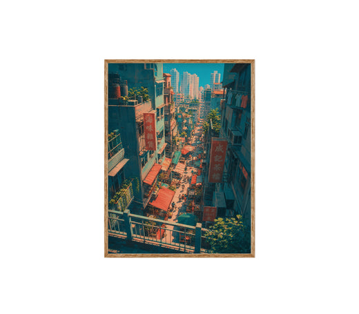 Hong Kong Rooftop Alley Cityscape Wall Art Print