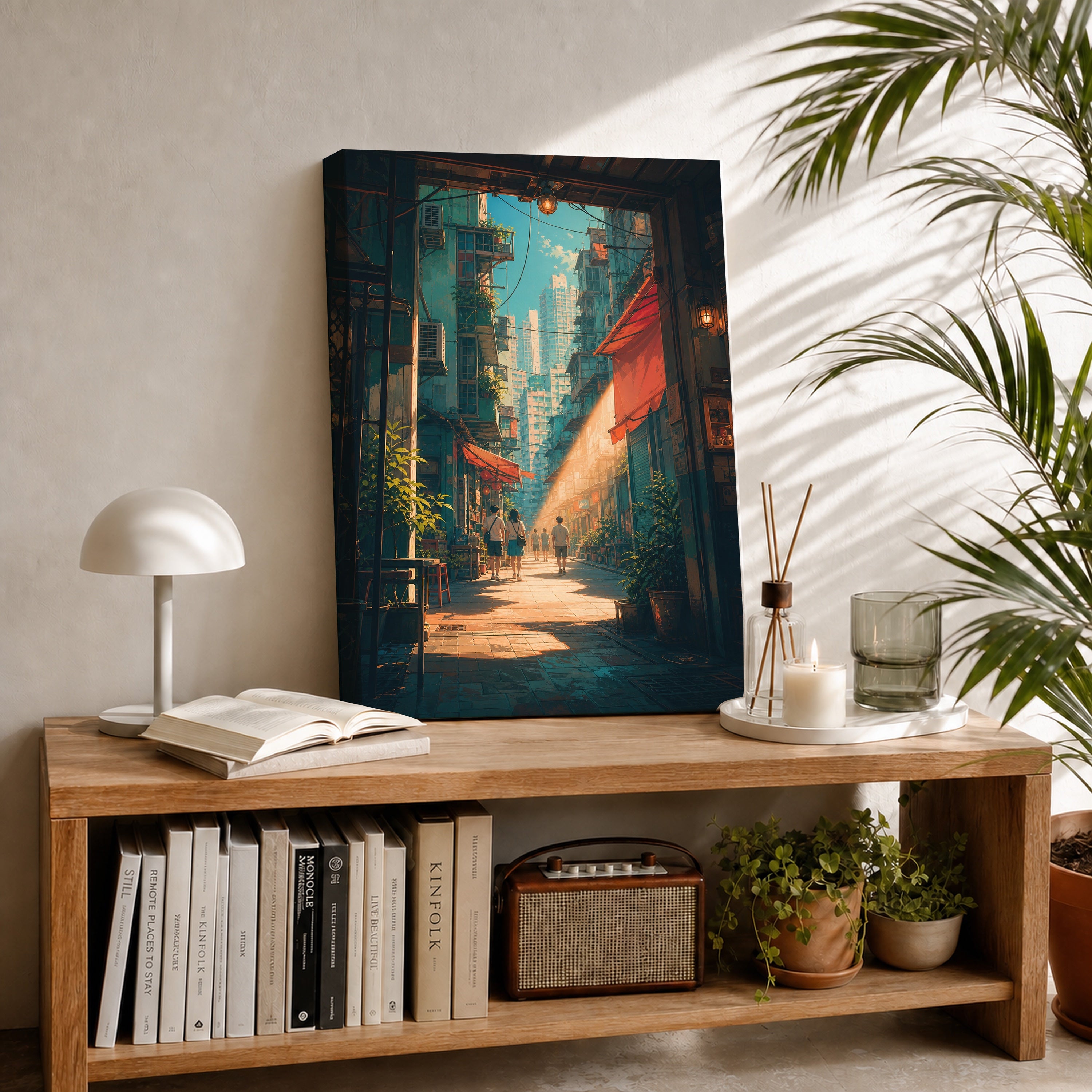 Hong Kong Sunbeam Alley canvas room mockup by Seji Art