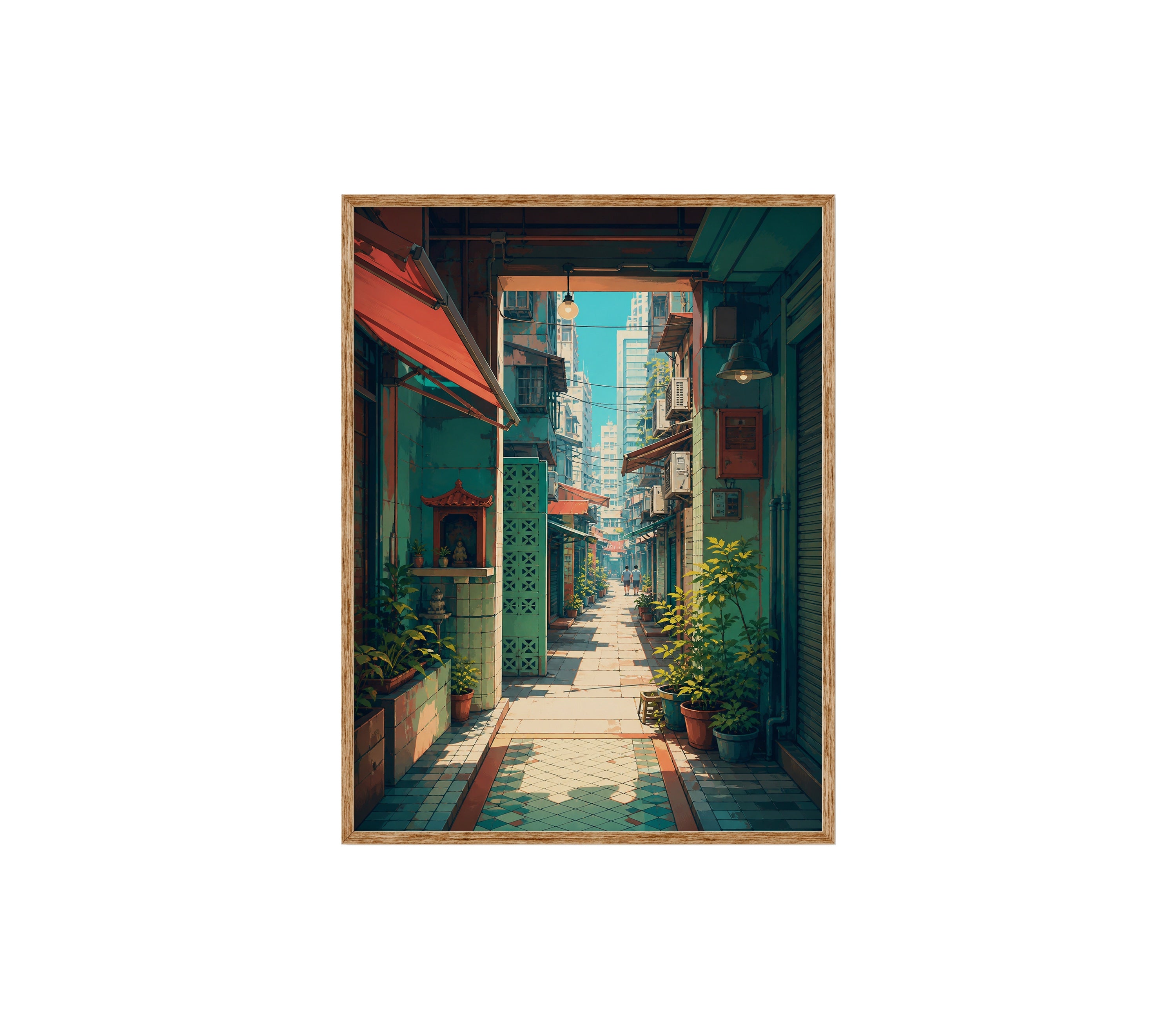 Hong Kong Sunlit Doorway Lane Wall Art Print | Seji Art