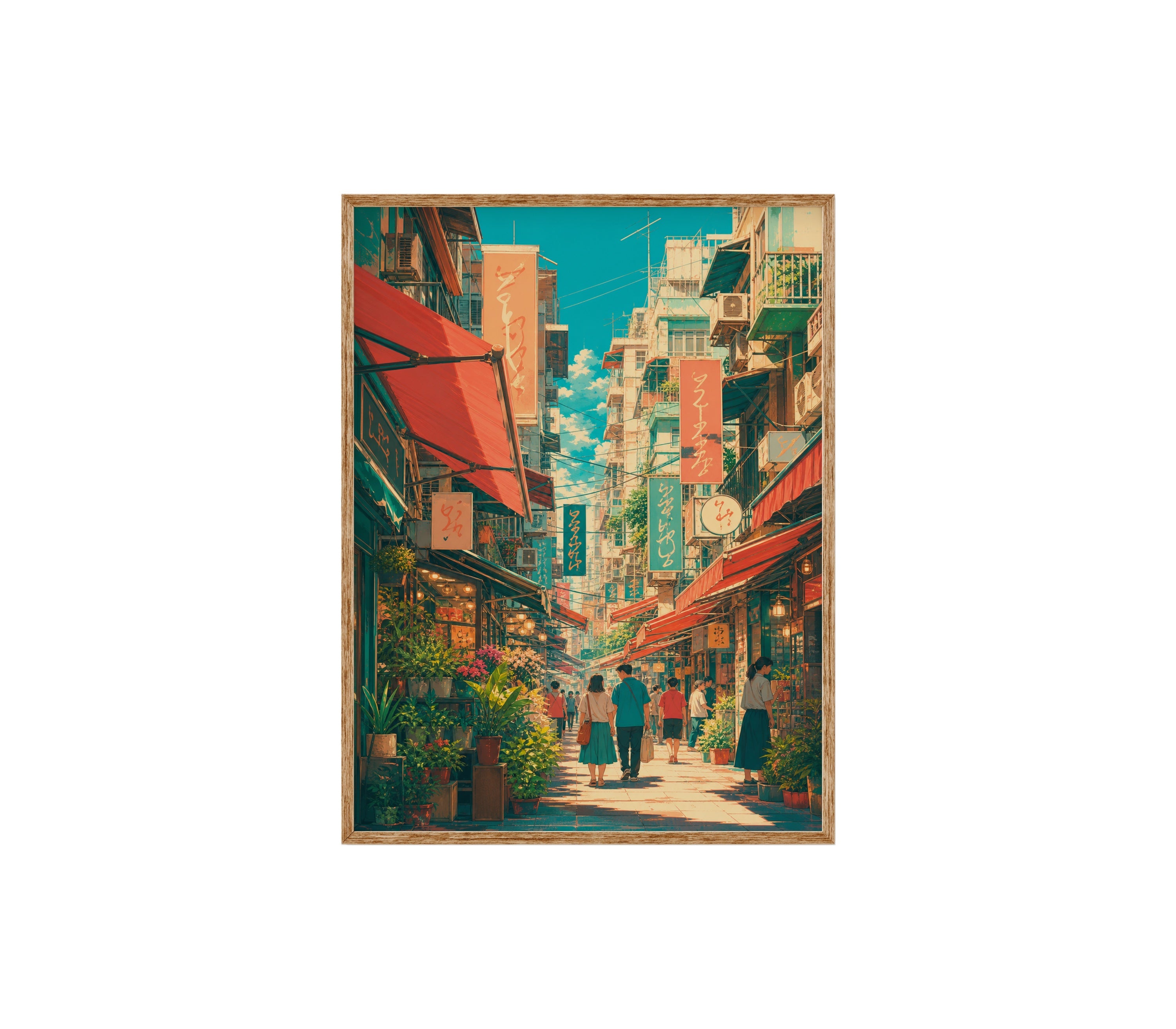 Jiyugaoka Tokyo Sunlit Signage Street poster print preview by Seji Art