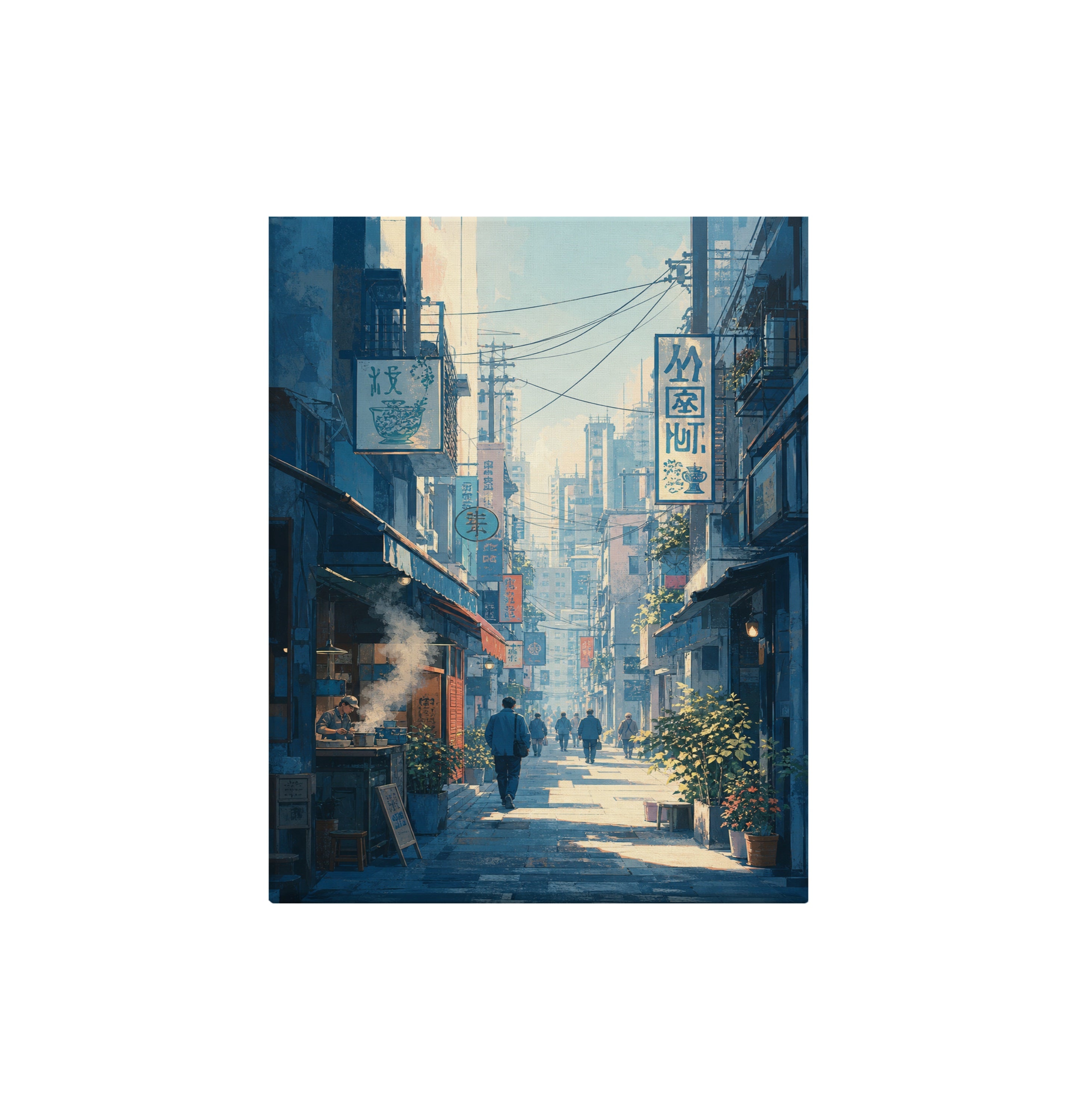 Kanda Tokyo Morning Alley canvas wall art preview by Seji Art
