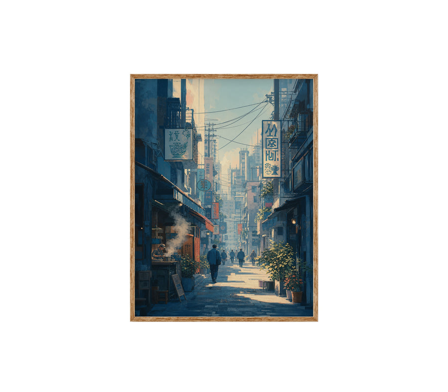 Kanda Tokyo Morning Alley poster print preview by Seji Art