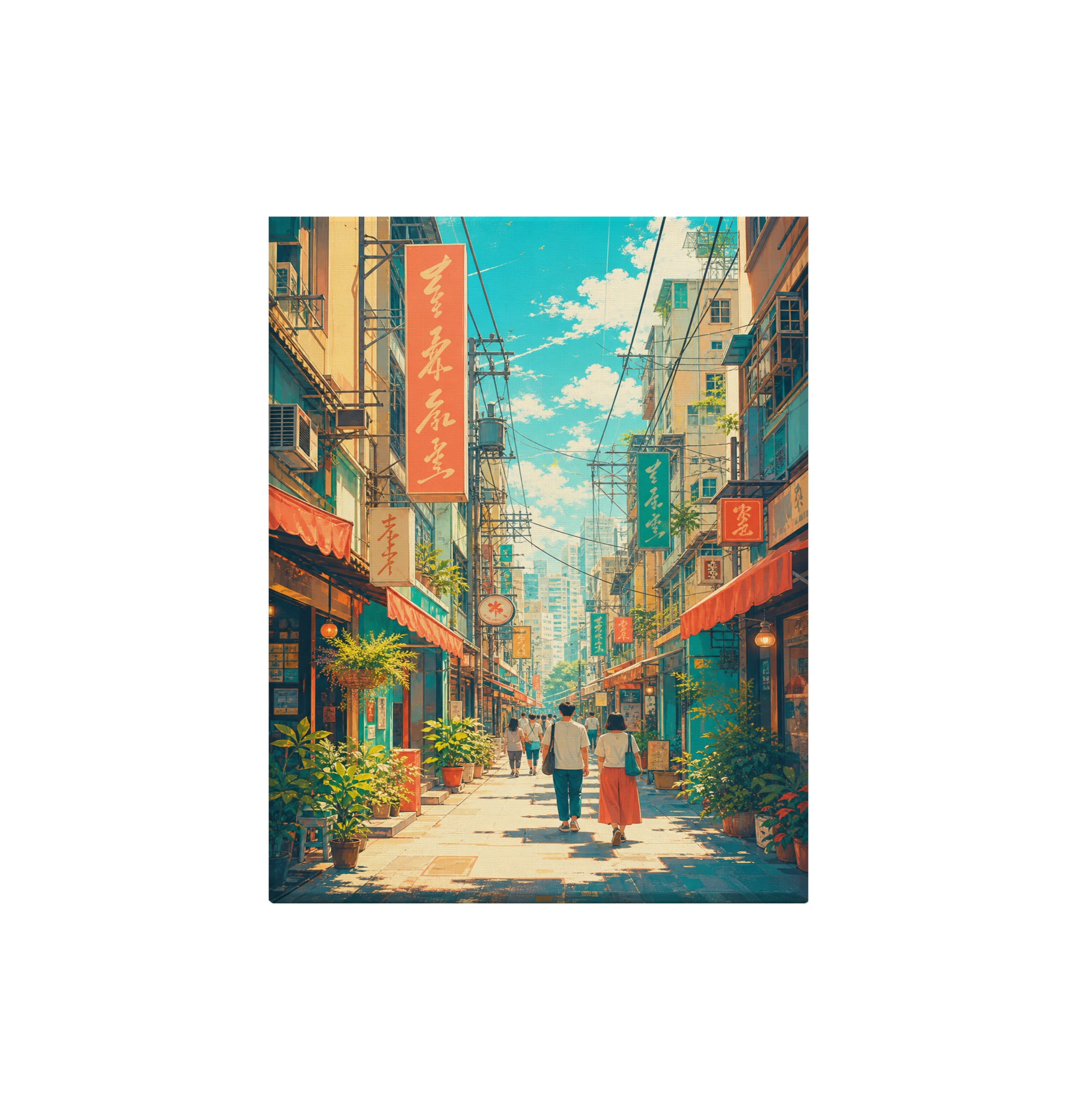 Kichijoji Tokyo Sunny Shopping Street canvas wall art preview by Seji Art